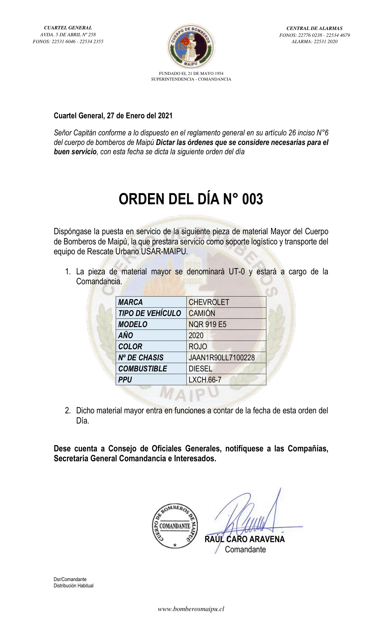 Página 1 de Orden del Día N° 3/2021