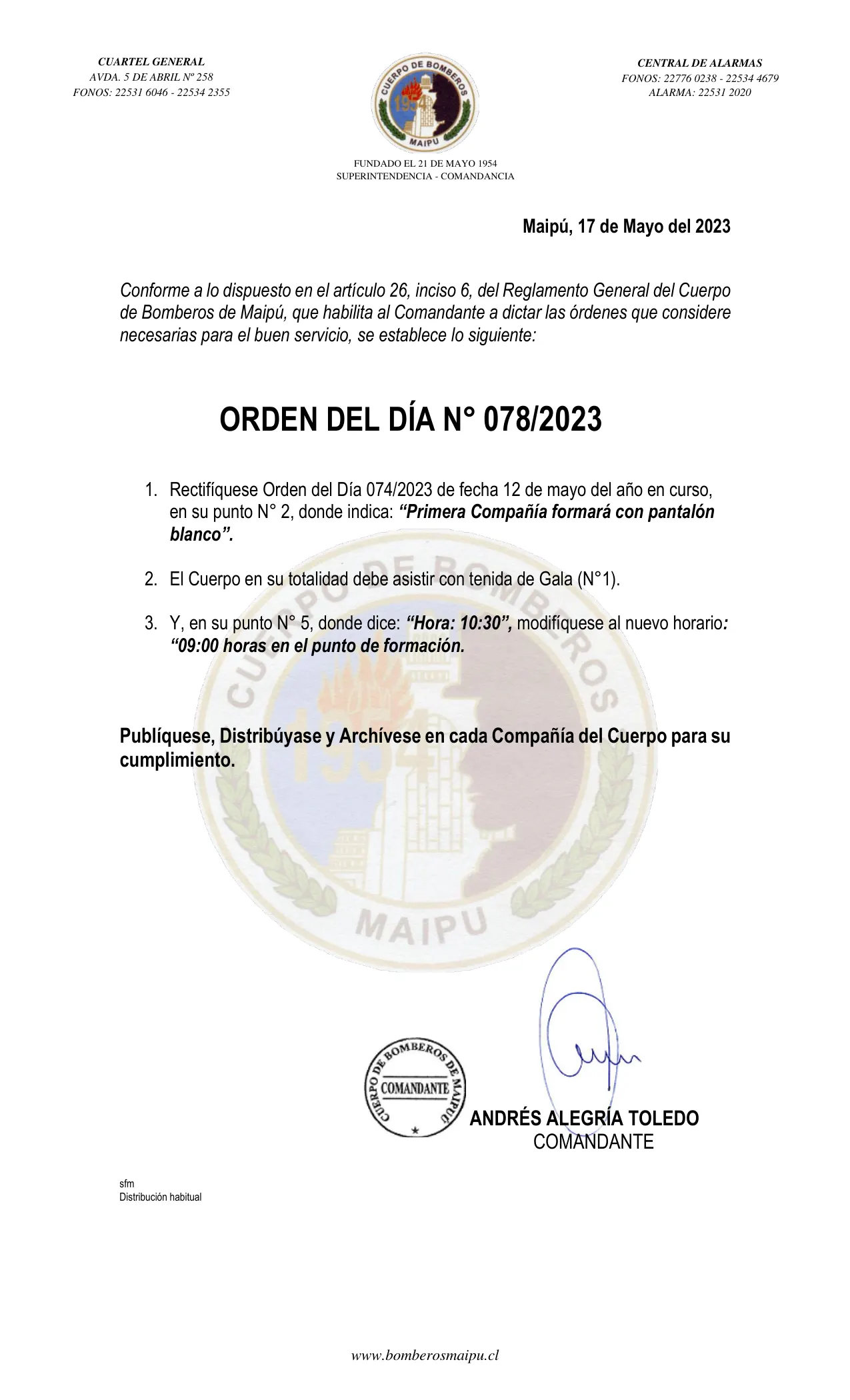 Página 1 de Orden del Día N° 78/2023
