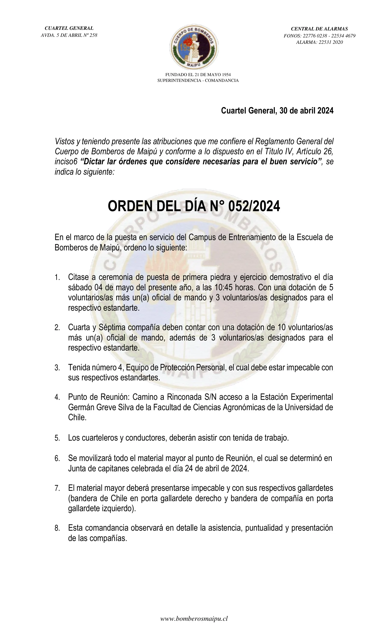 Página 1 de Orden del Día N° 52/2024