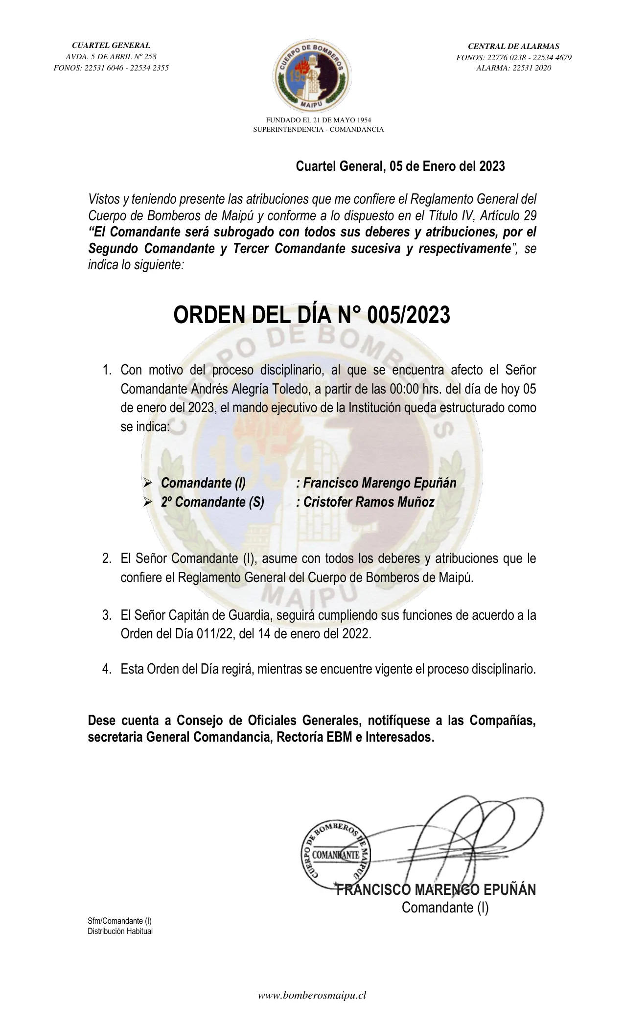 Página 1 de Orden del Día N° 5/2023