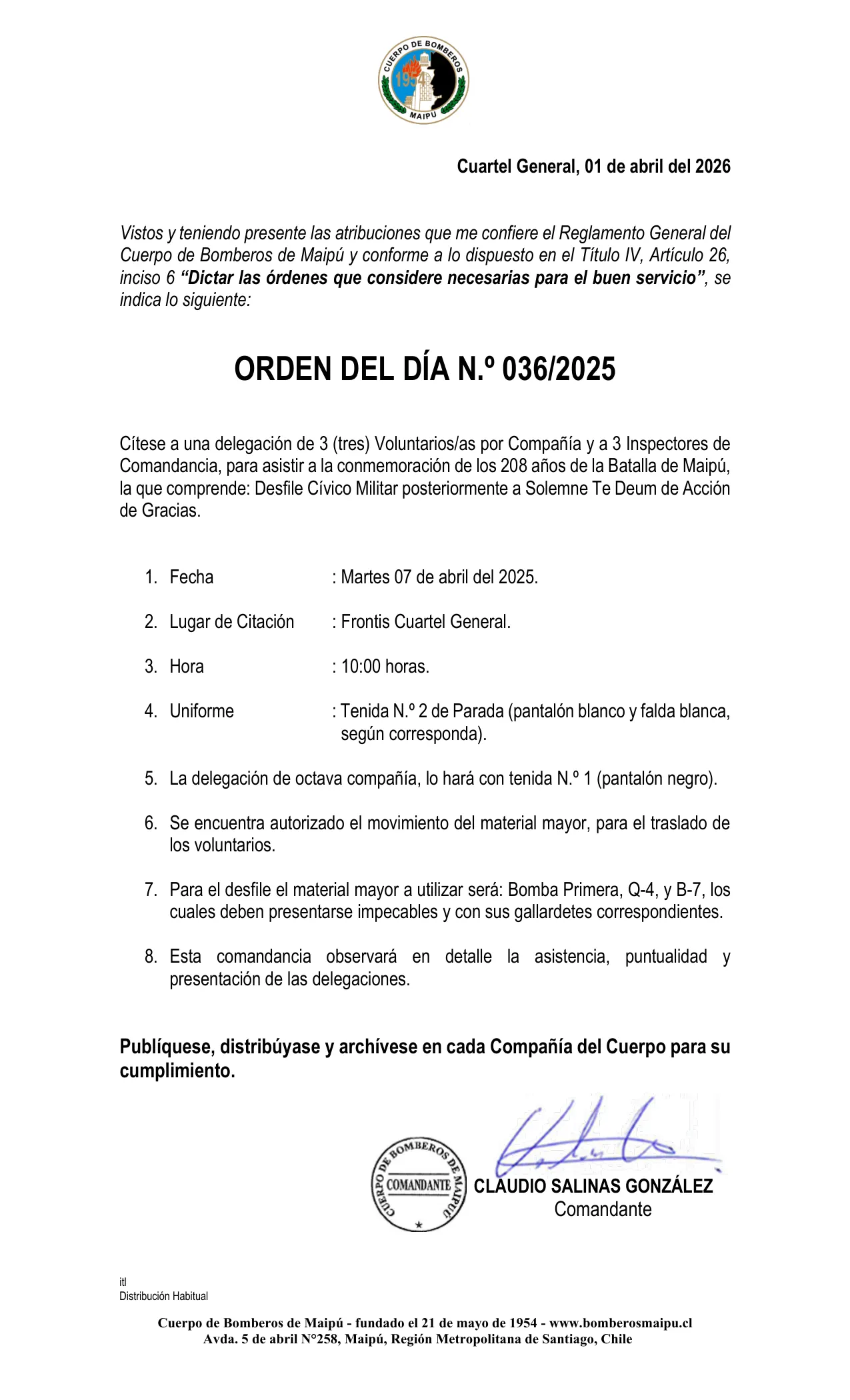 Página 1 de Orden del Día N° 36/2026