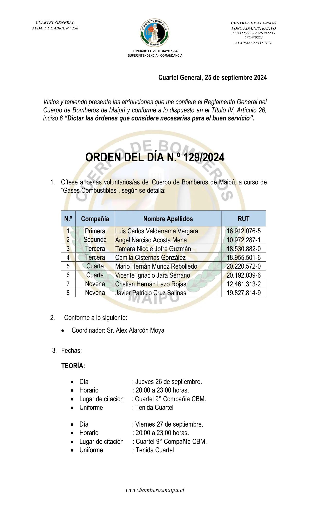 Página 1 de Orden del Día N° 129/2024