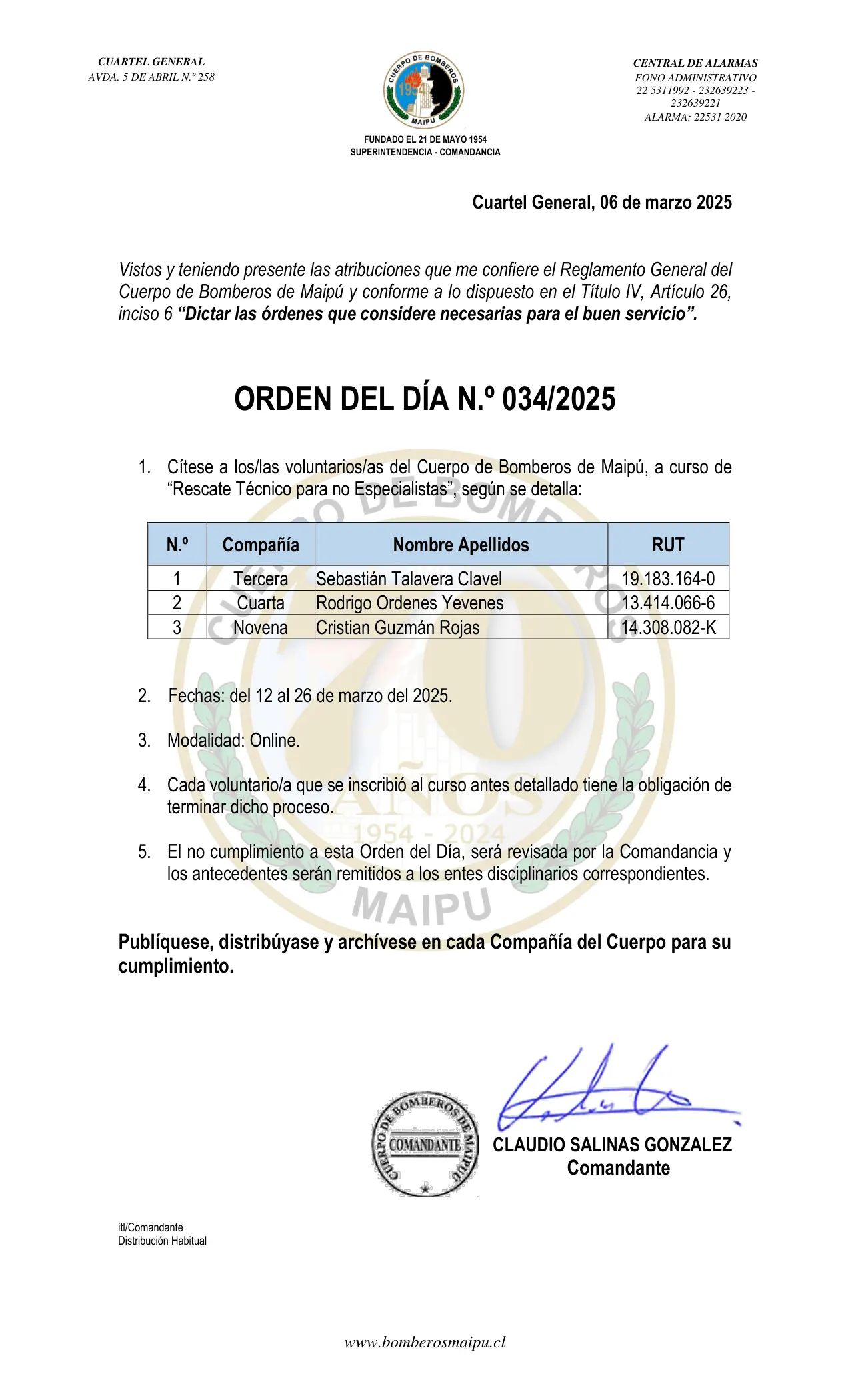 Página 1 de Orden del Día N° 34/2025