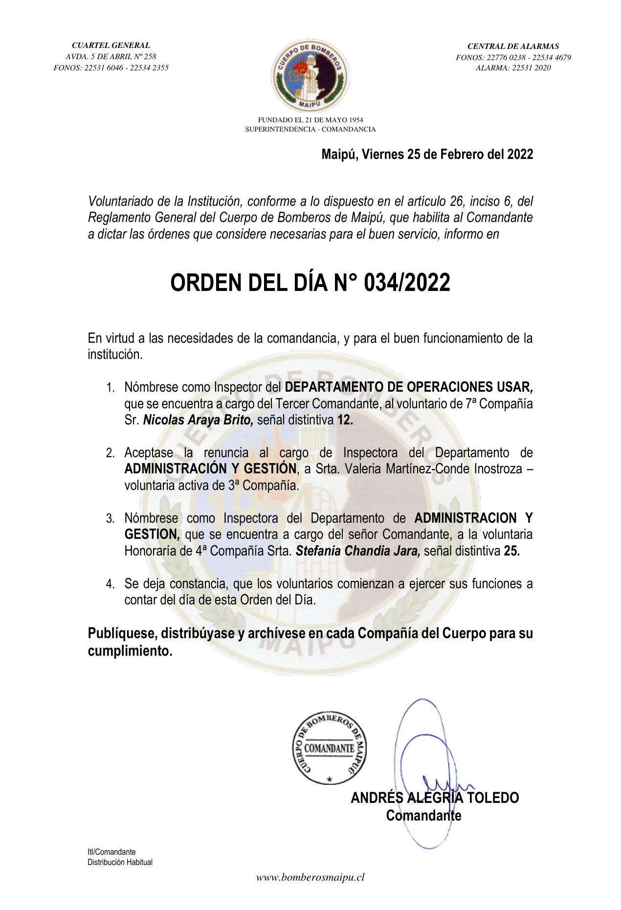 Página 1 de Orden del Día N° 34/2022