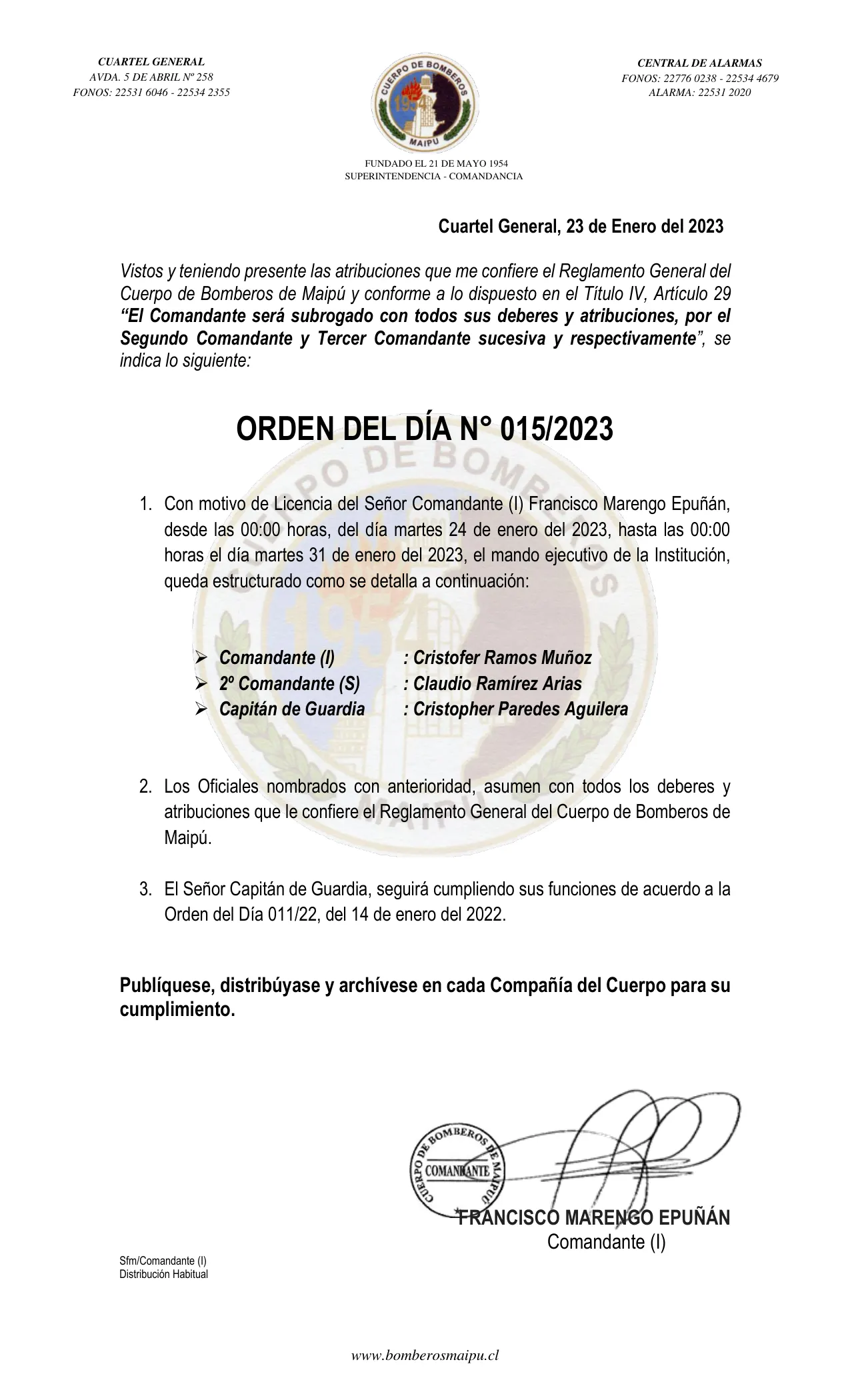 Página 1 de Orden del Día N° 15/2023