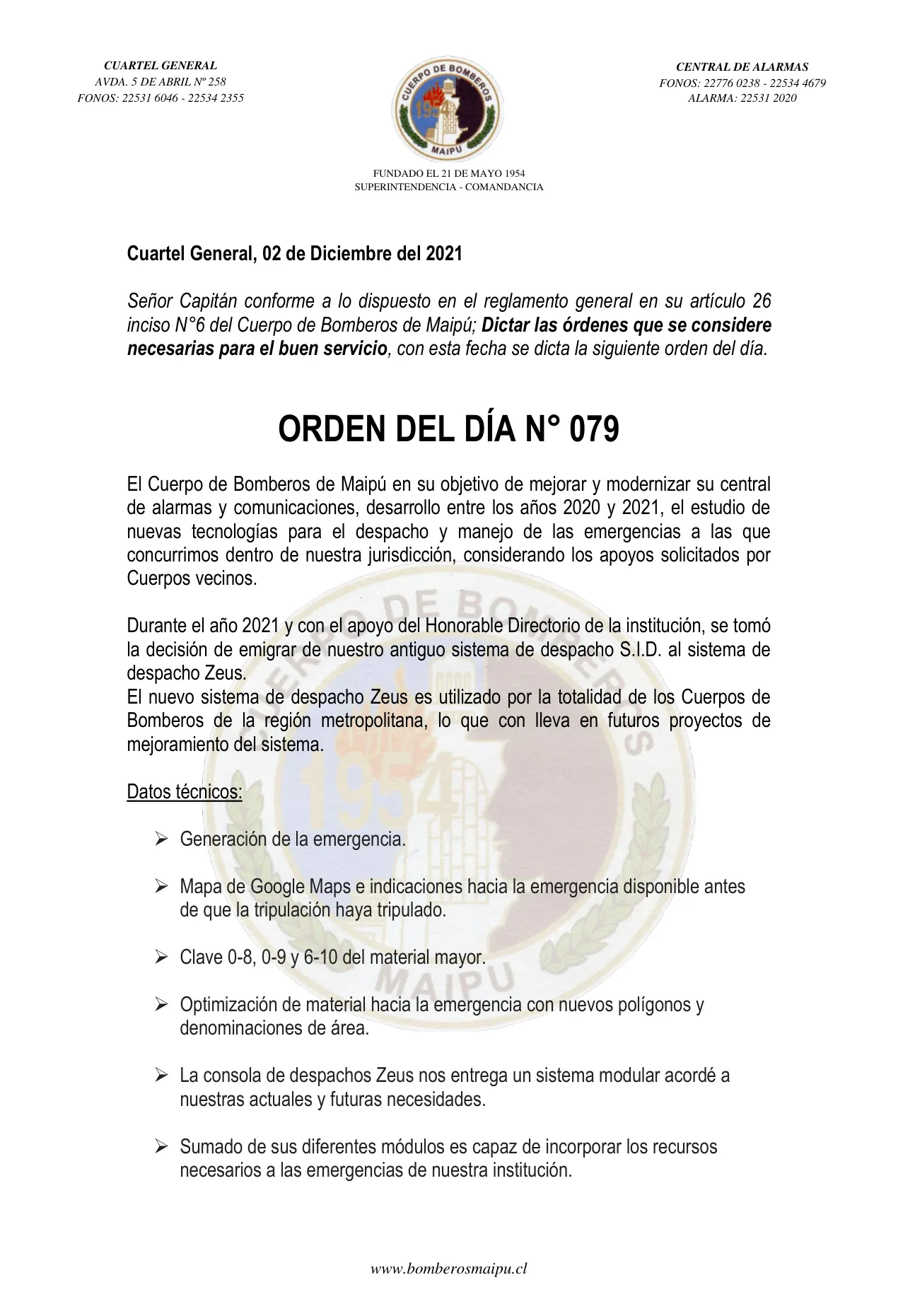 Página 1 de Orden del Día N° 79/2021