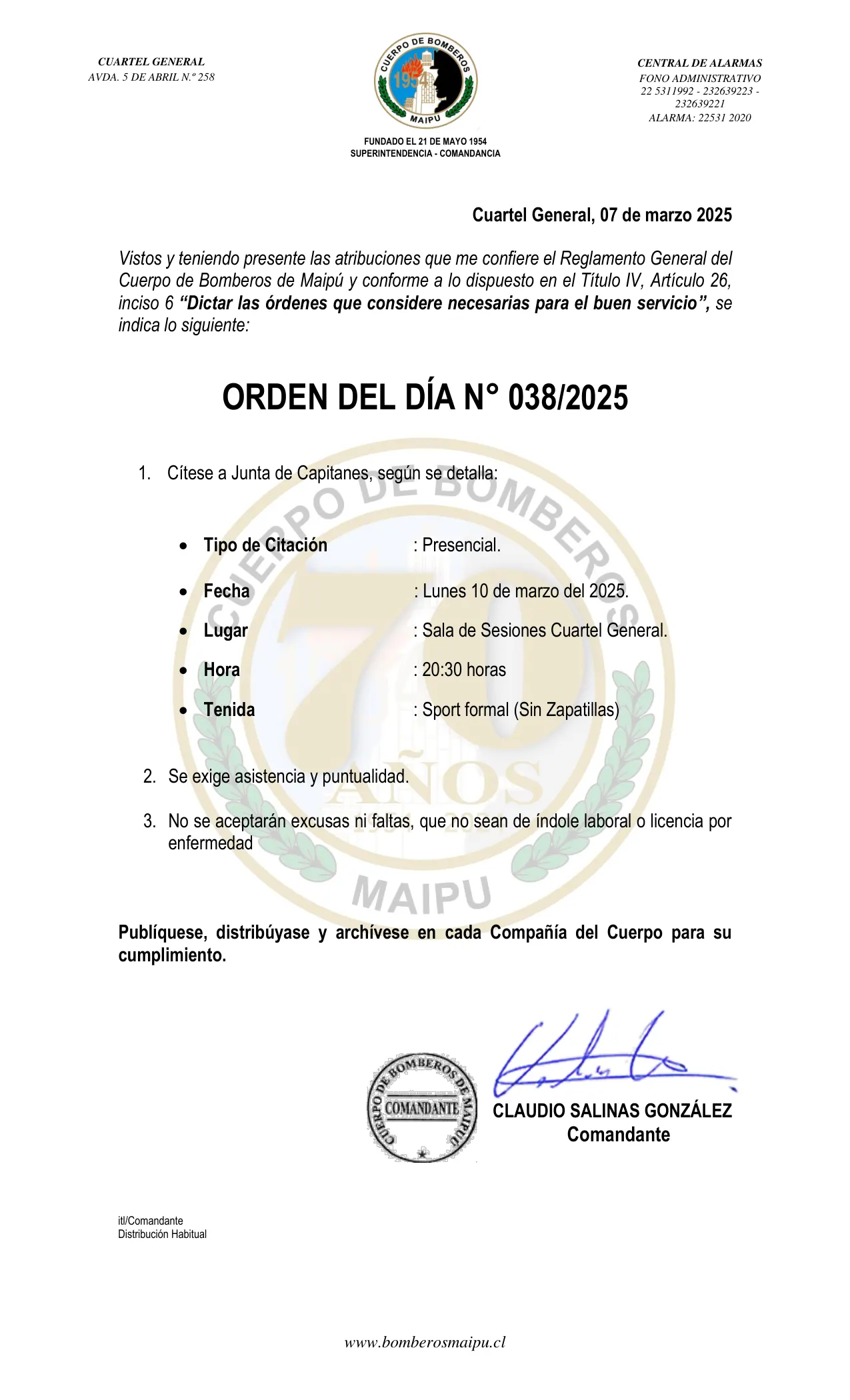 Página 1 de Orden del Día N° 38/2025