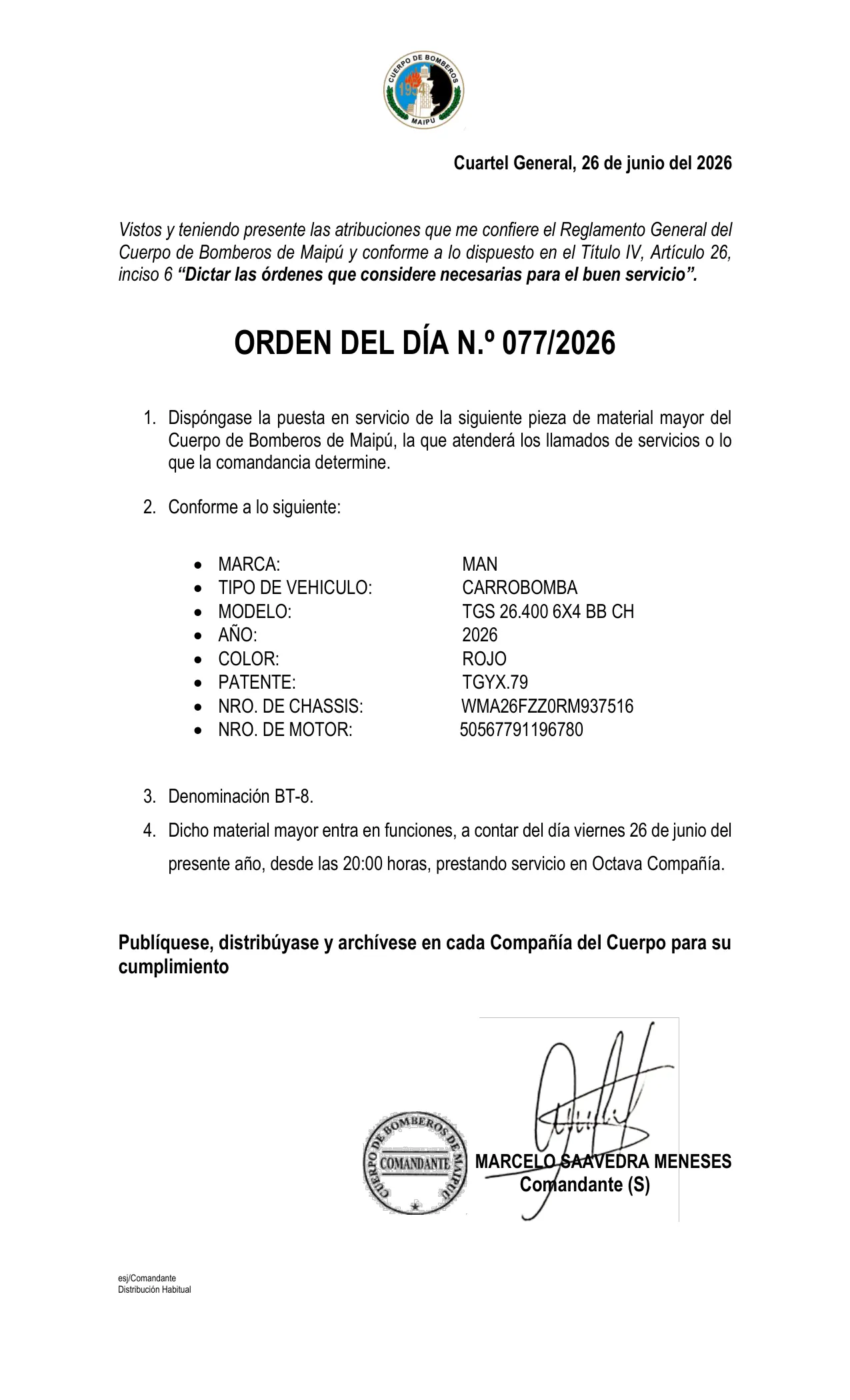Orden del Día N° 77/2026