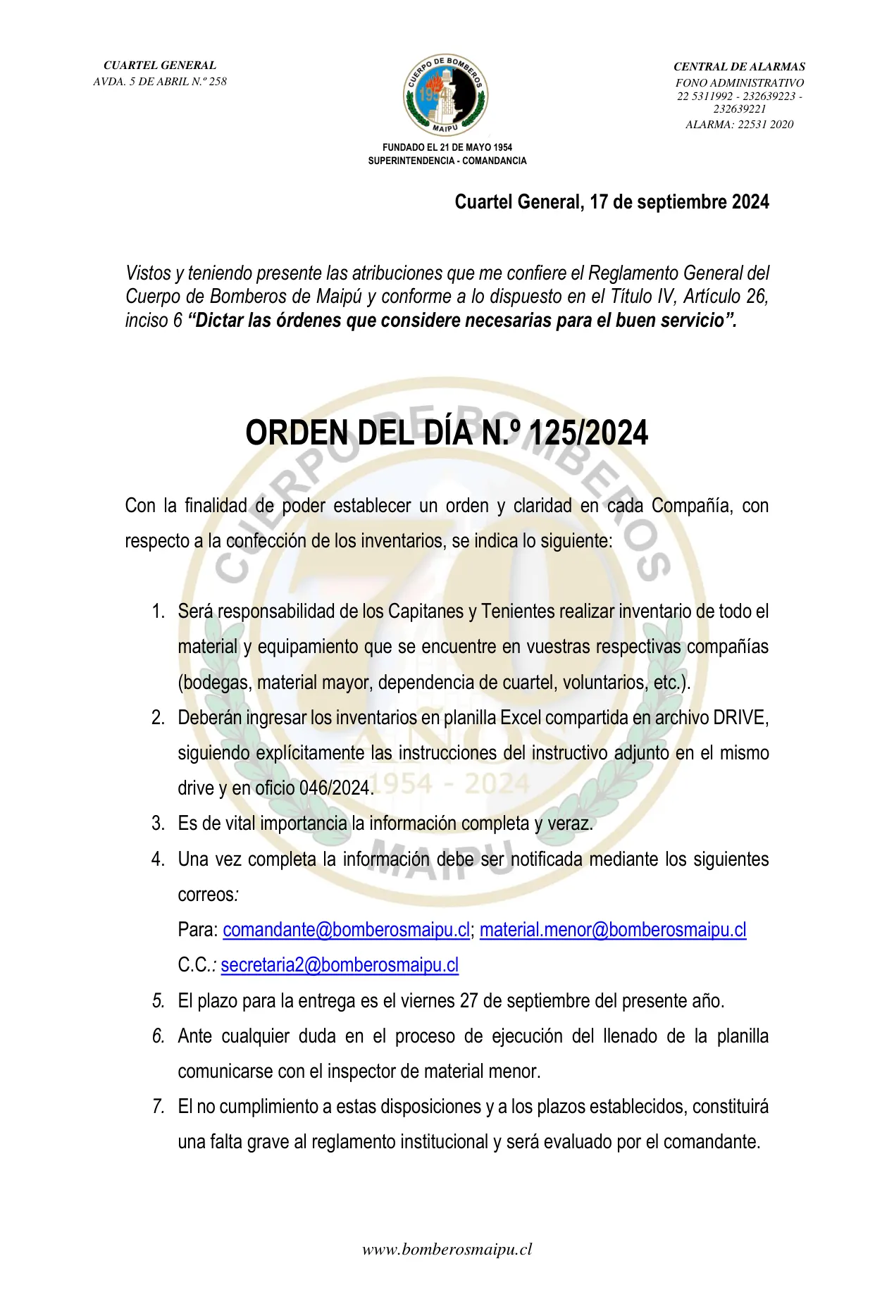 Página 1 de Orden del Día N° 125/2024