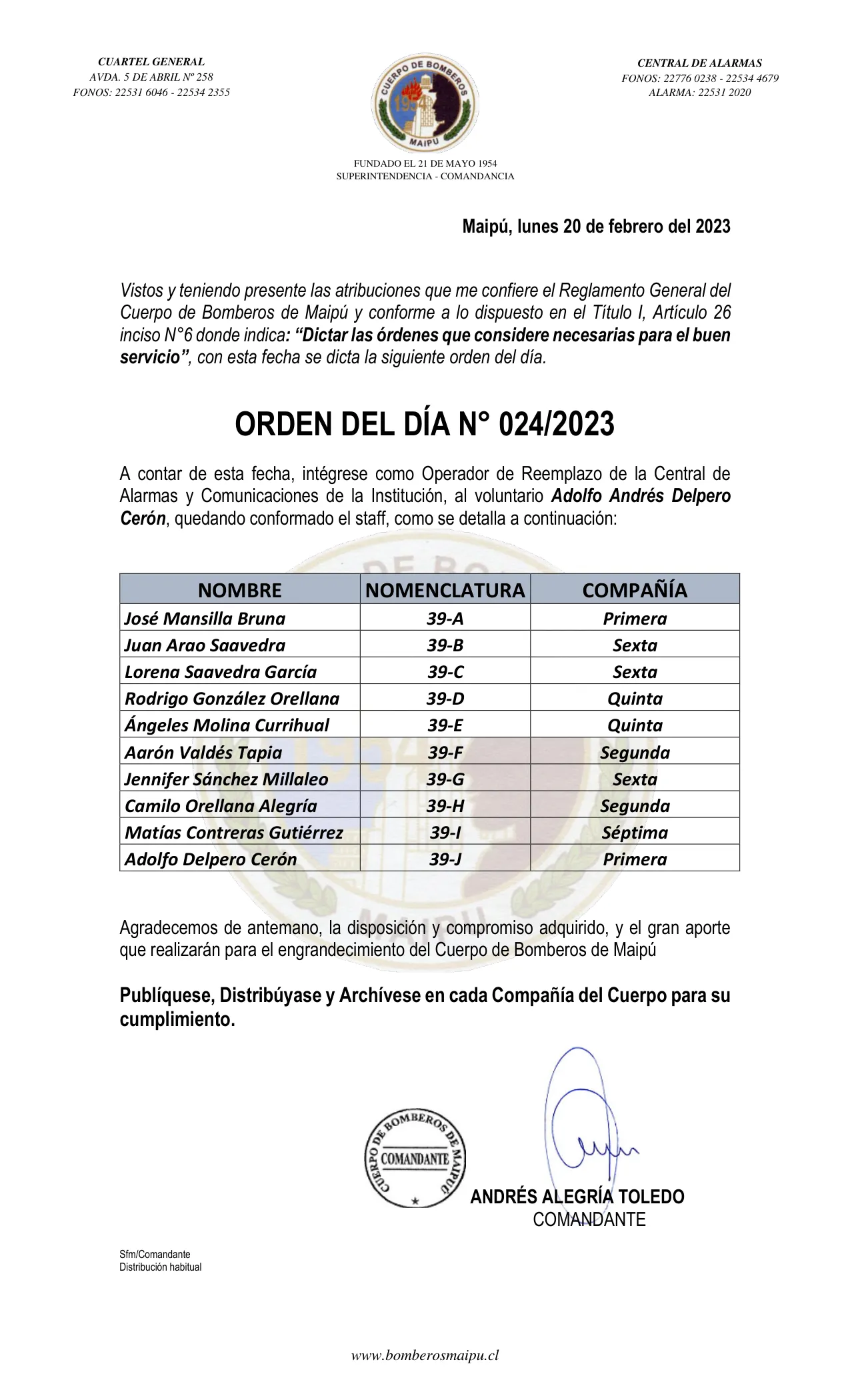 Página 1 de Orden del Día N° 24/2023