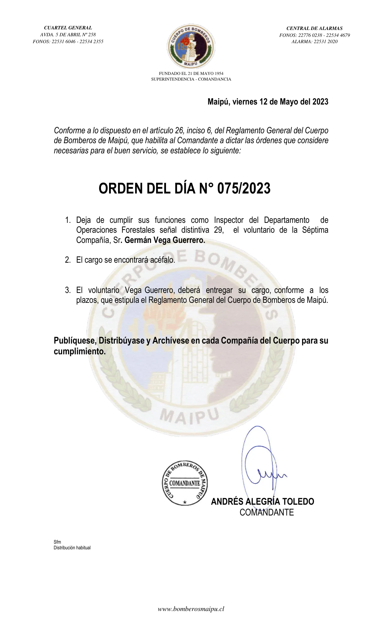 Página 1 de Orden del Día N° 75/2023