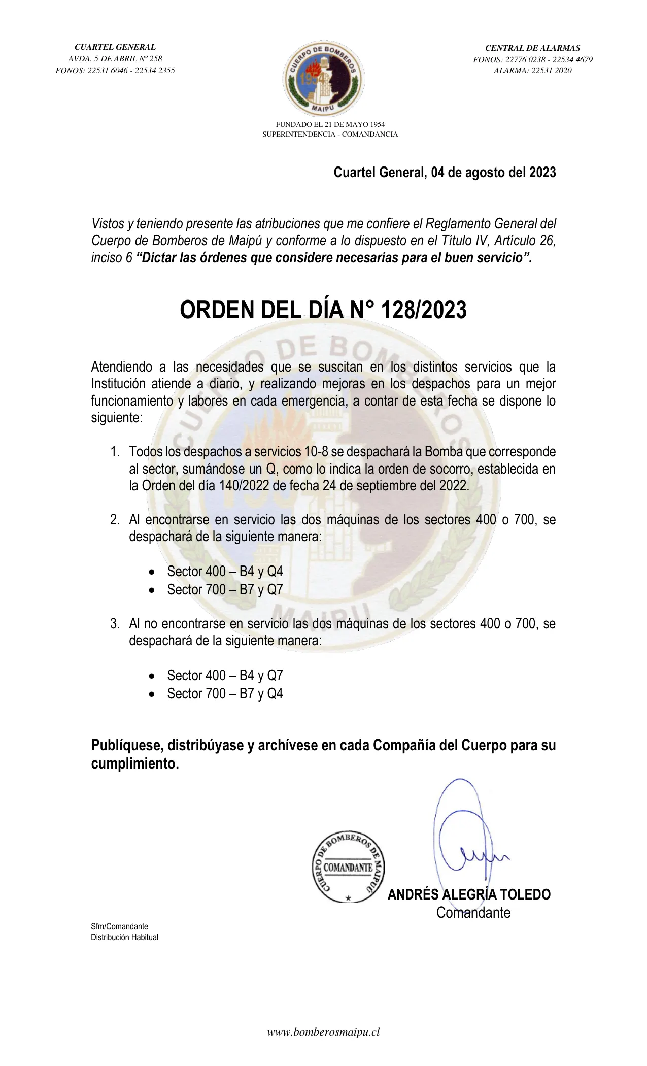 Página 1 de Orden del Día N° 128/2023
