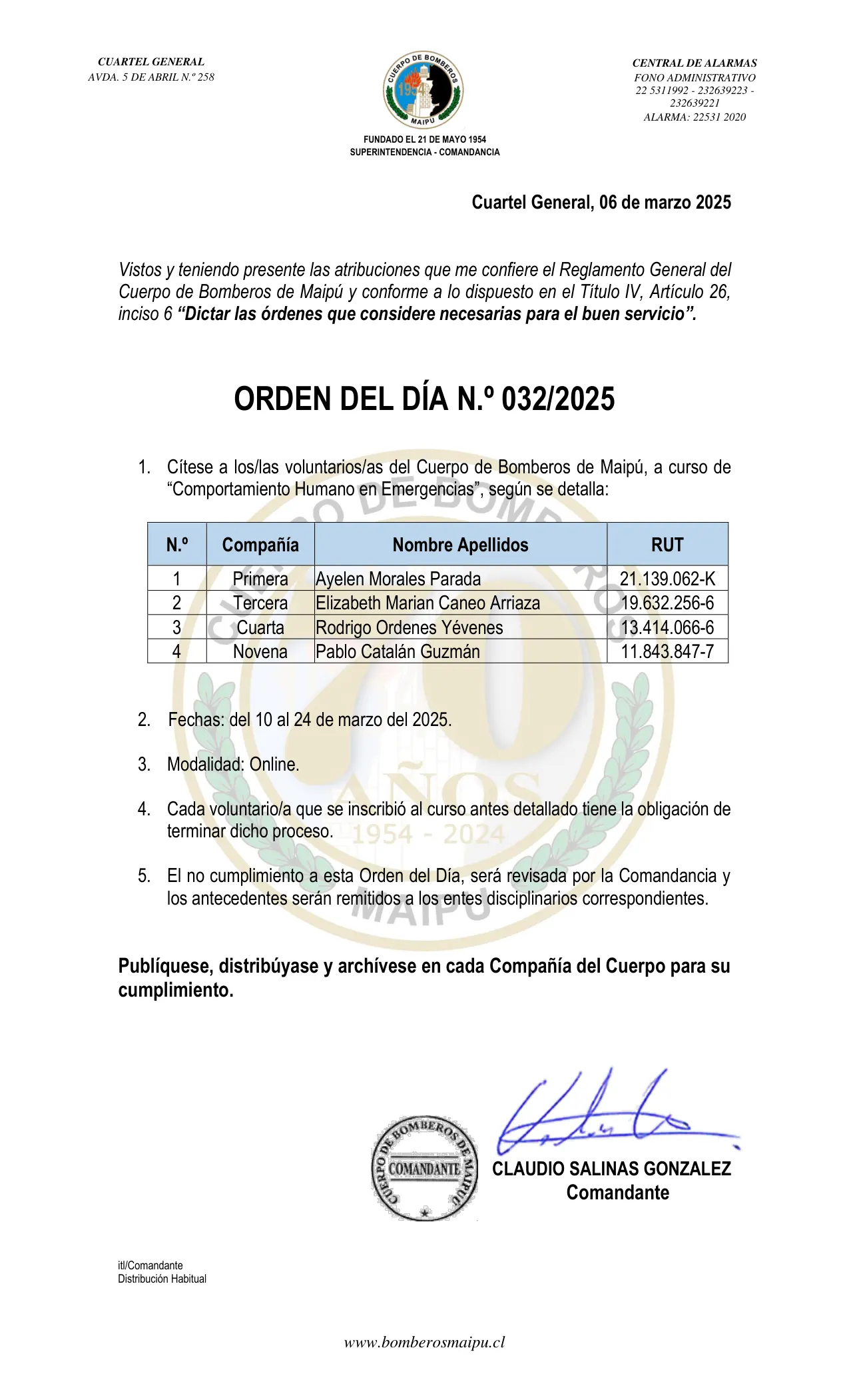 Página 1 de Orden del Día N° 32/2025