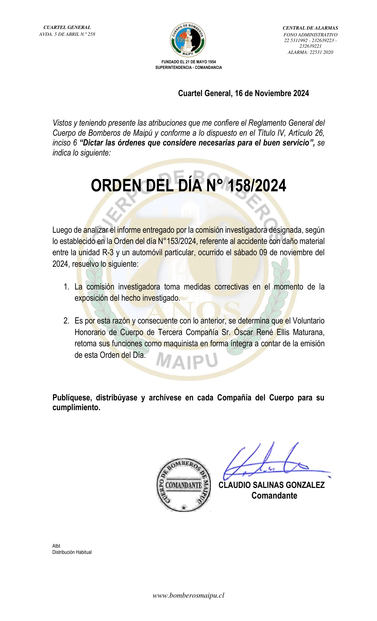 Página 1 de Orden del Día N° 158/2024