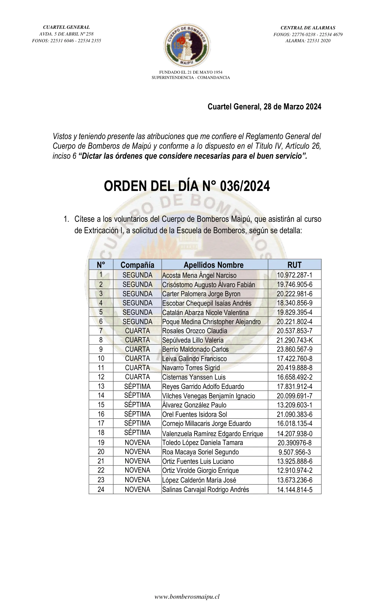Página 1 de Orden del Día N° 36/2024