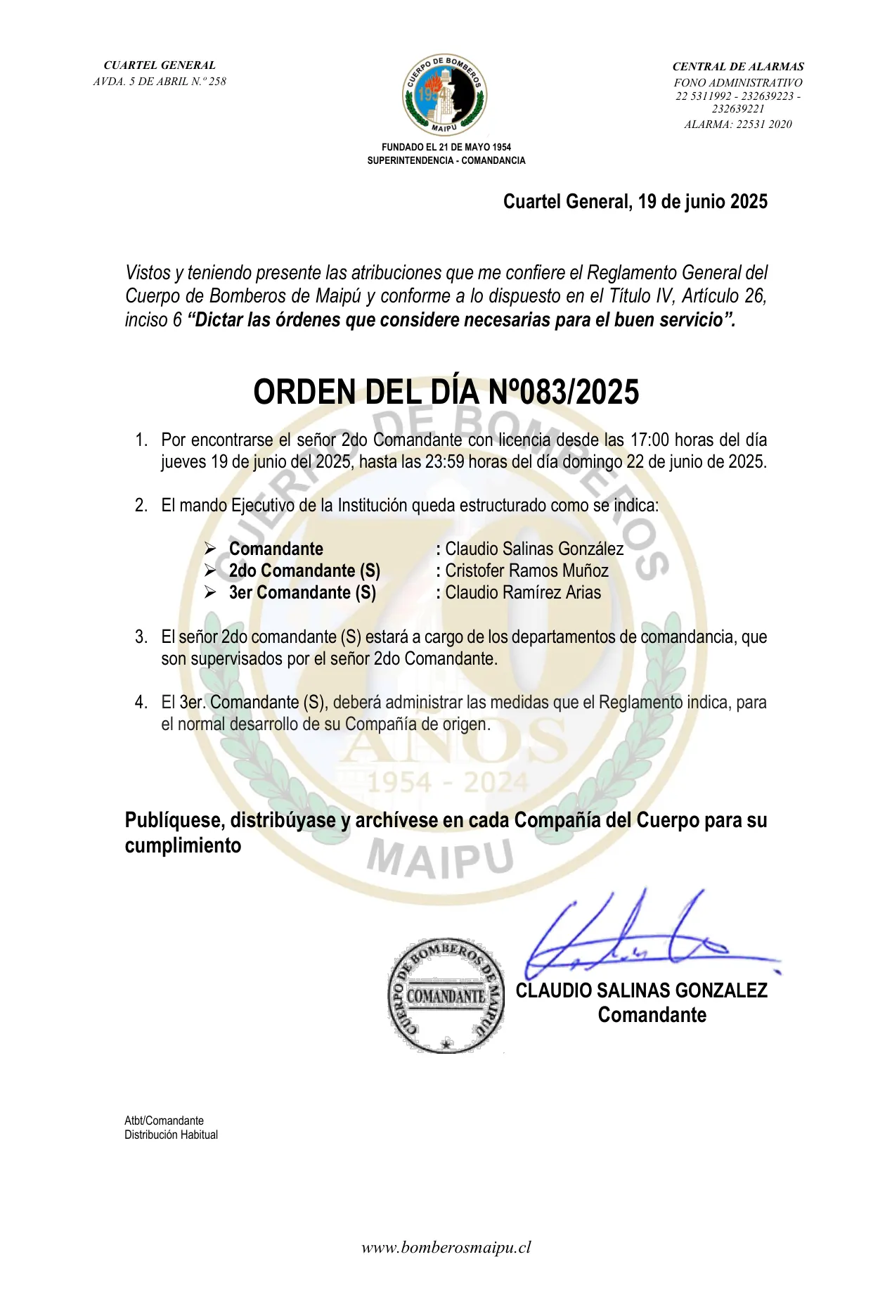 Orden del Día N° 83/2025