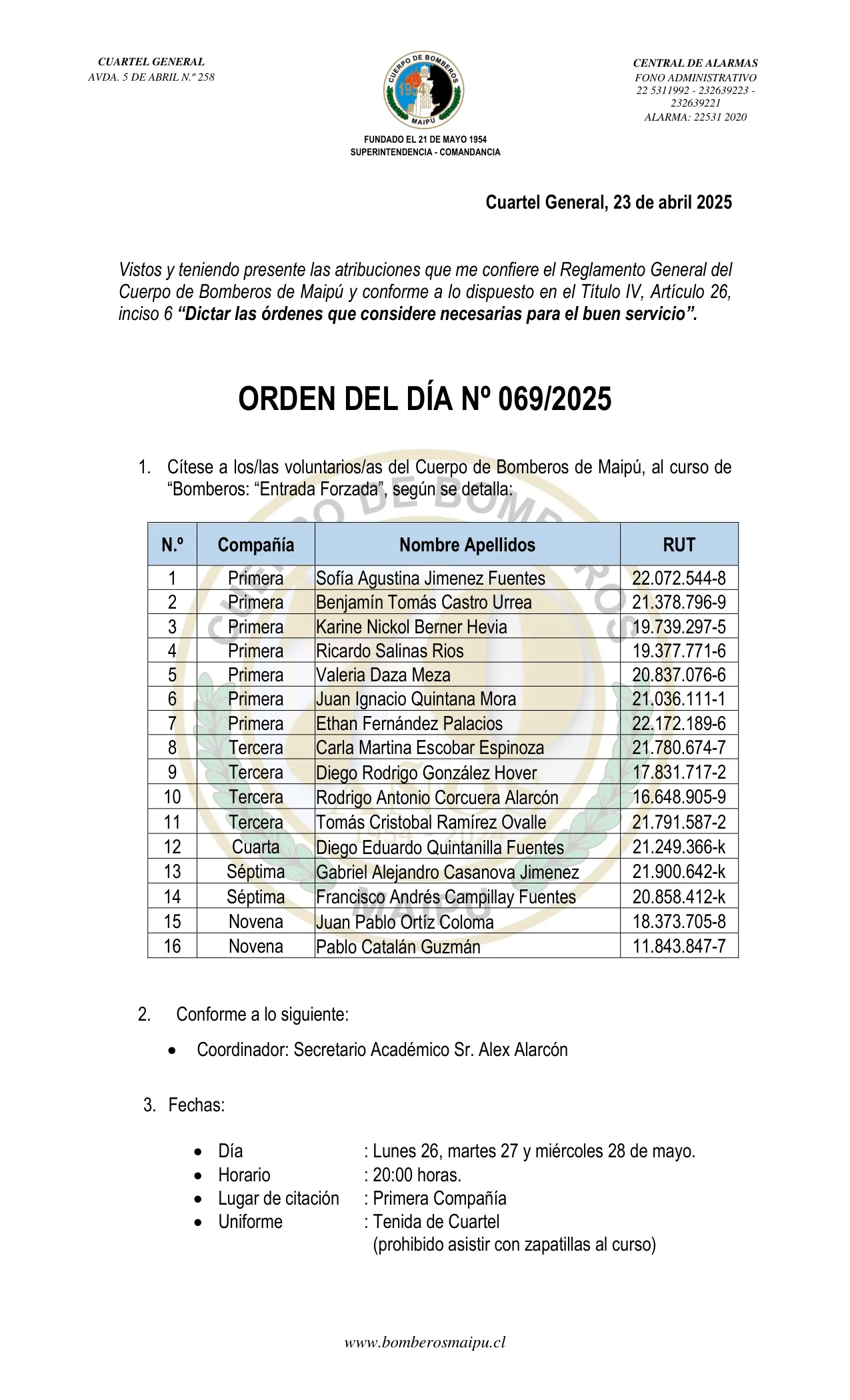 Orden del Día N° 69/2025