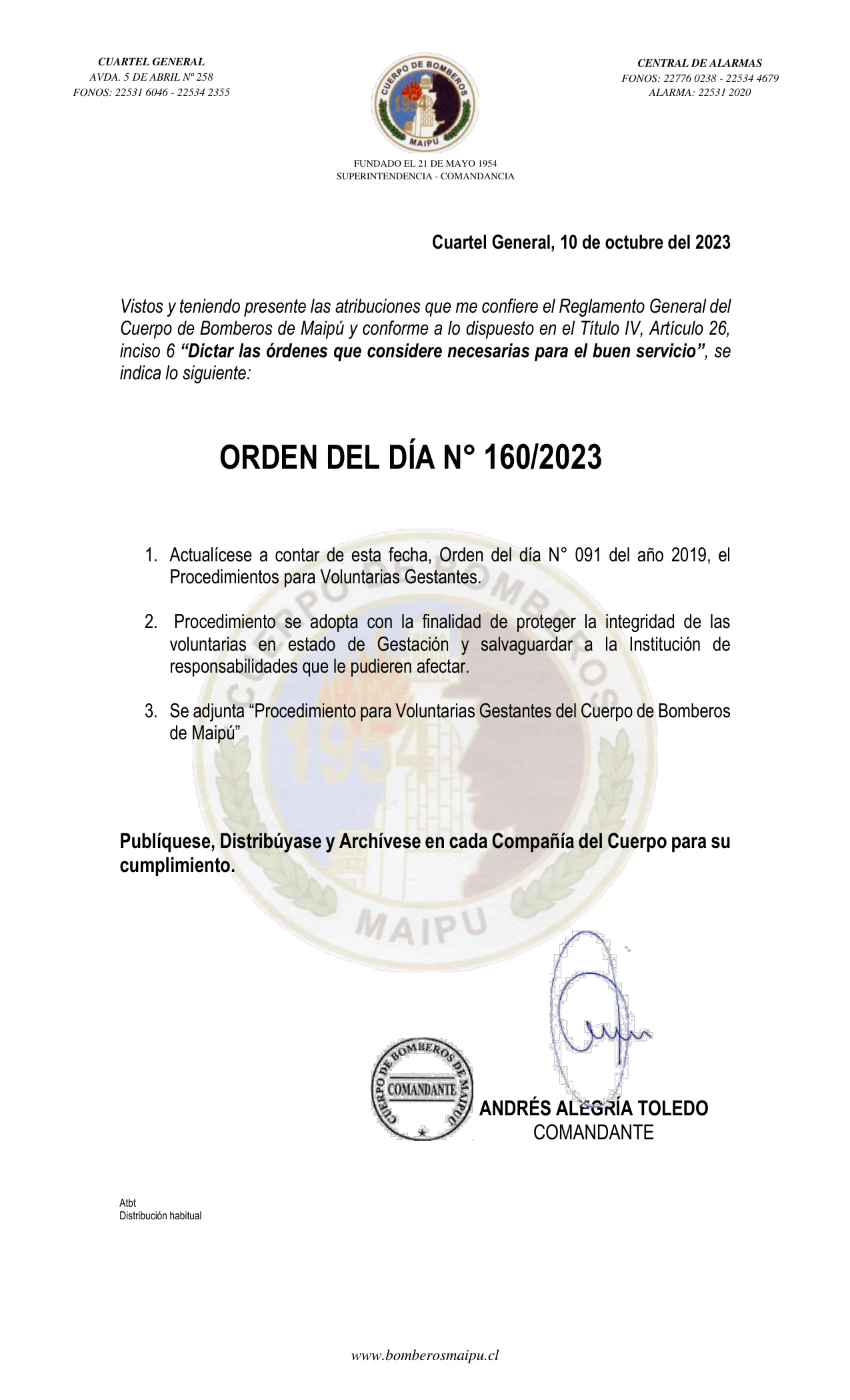 Página 1 de Orden del Día N° 160/2023