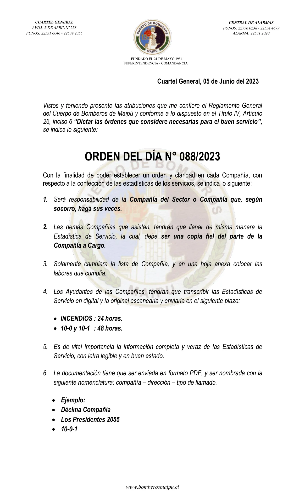 Página 1 de Orden del Día N° 88/2023