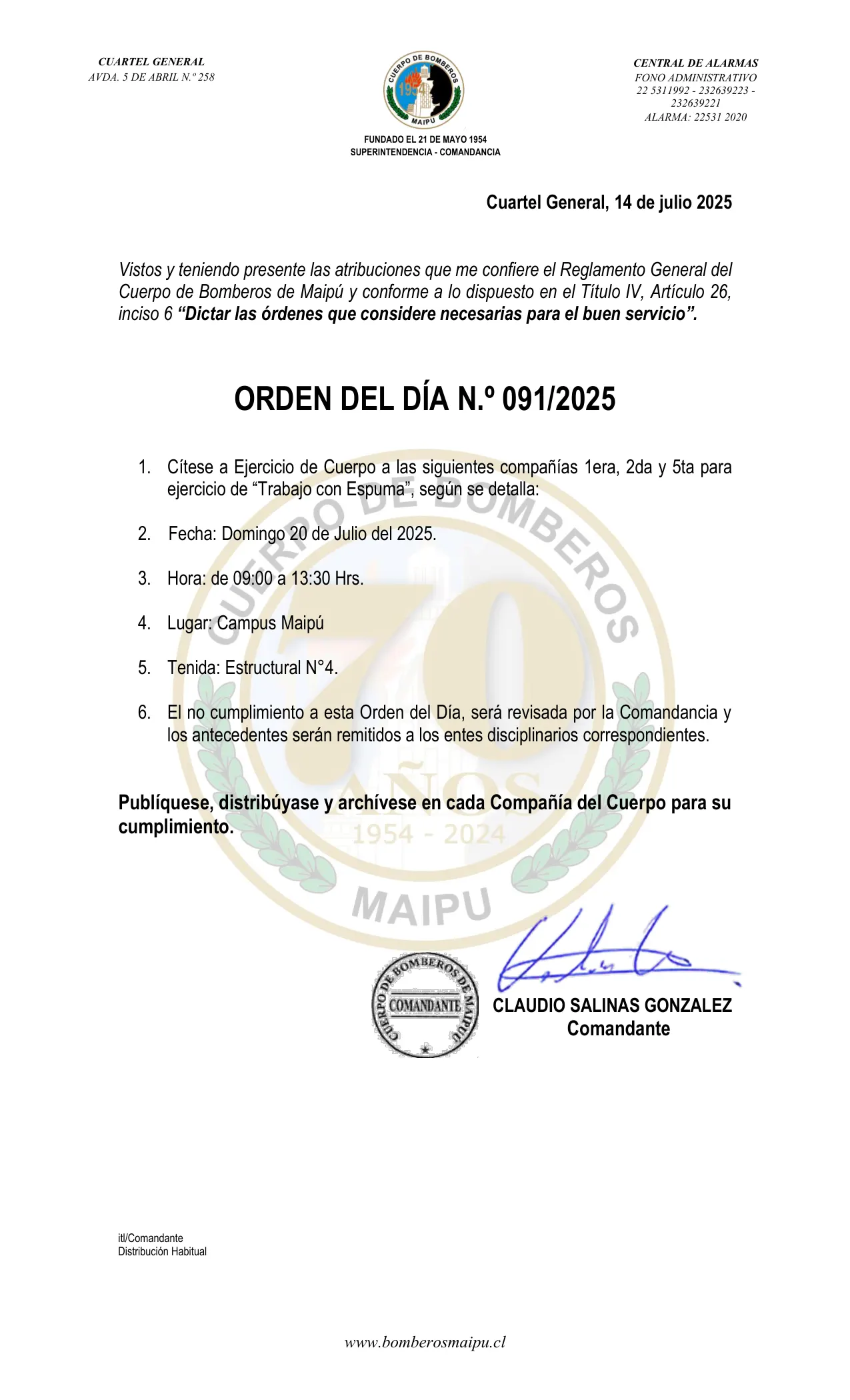 Orden del Día N° 91/2025