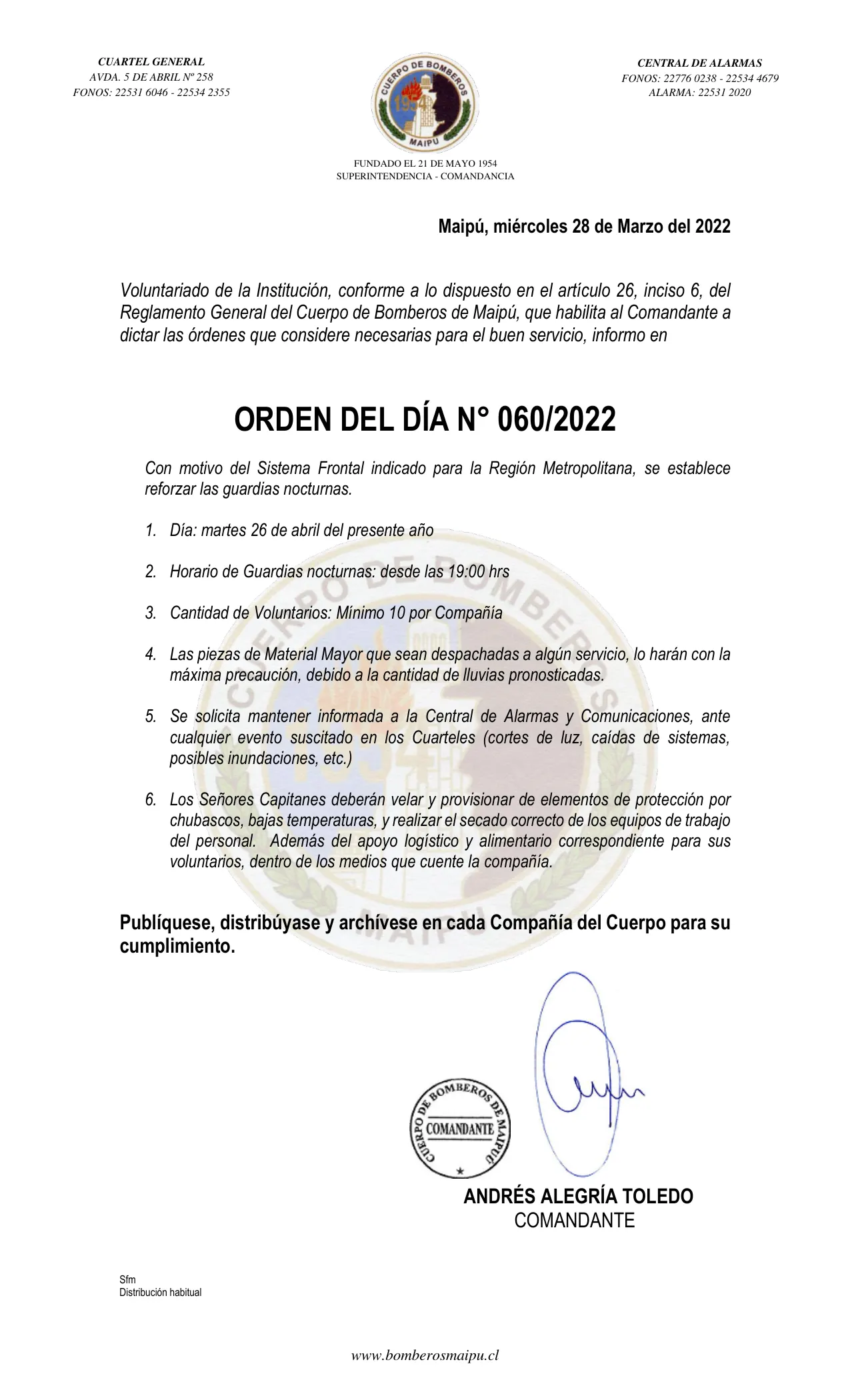 Página 1 de Orden del Día N° 60/2022