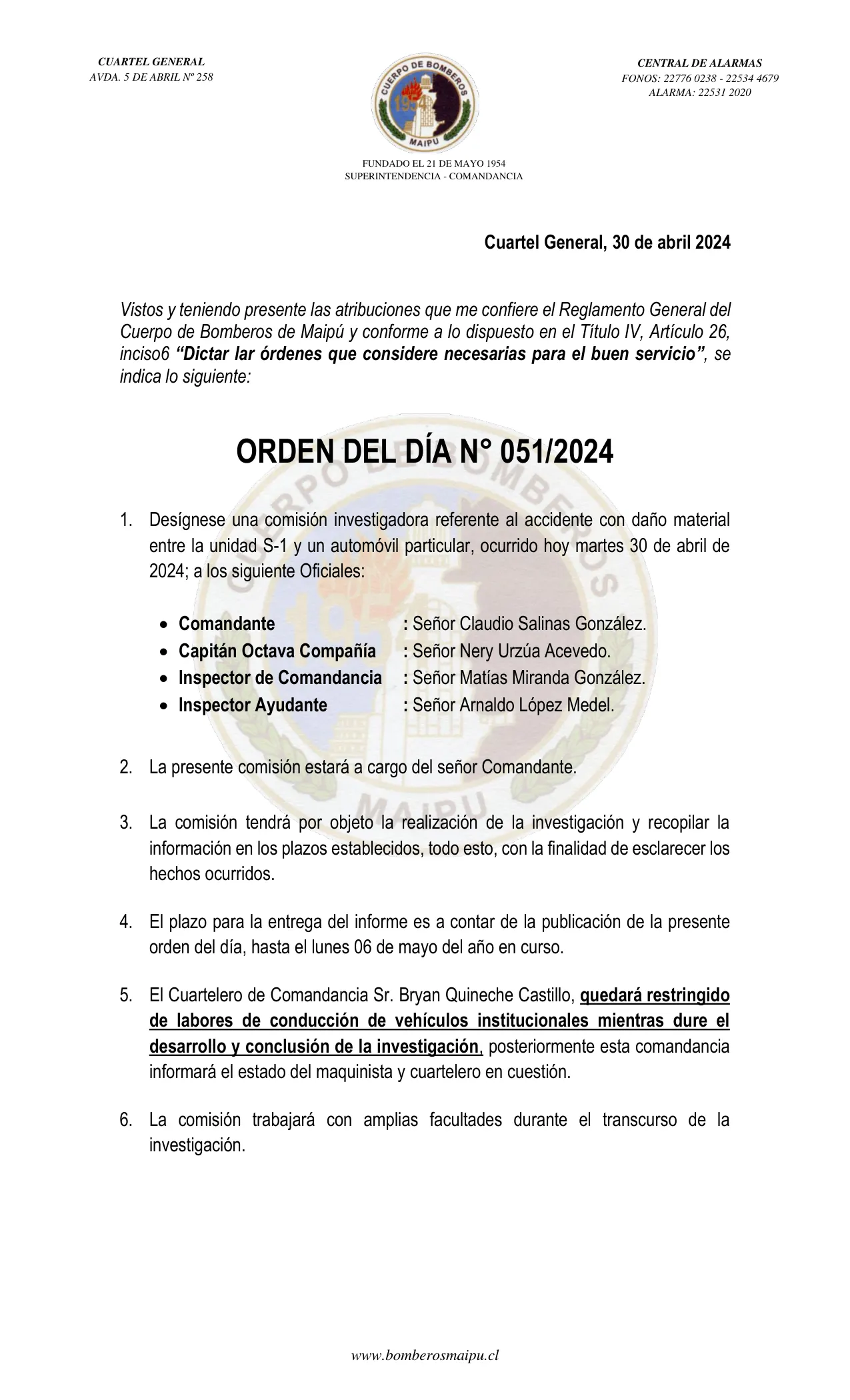 Página 1 de Orden del Día N° 51/2024