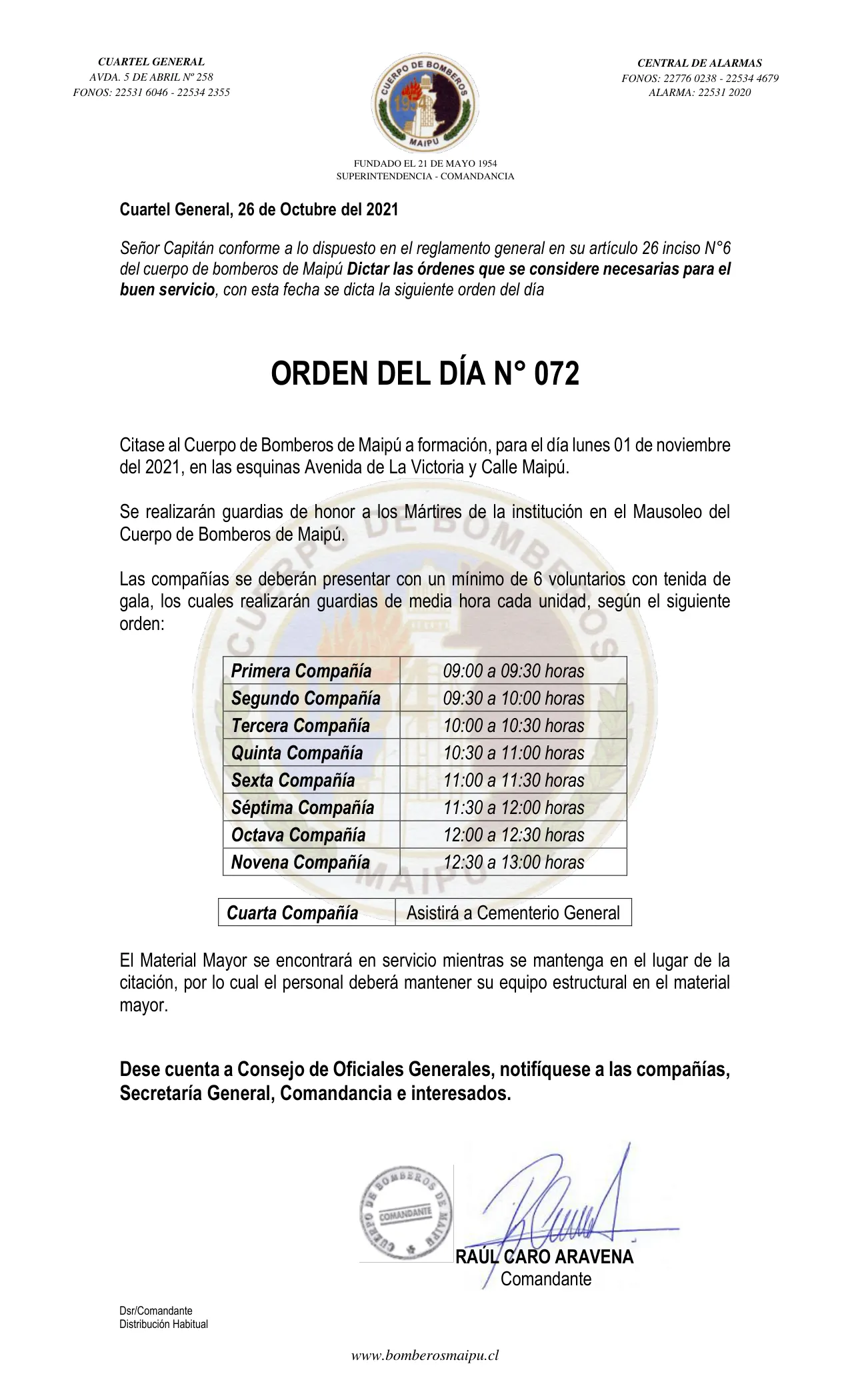 Página 1 de Orden del Día N° 72/2021