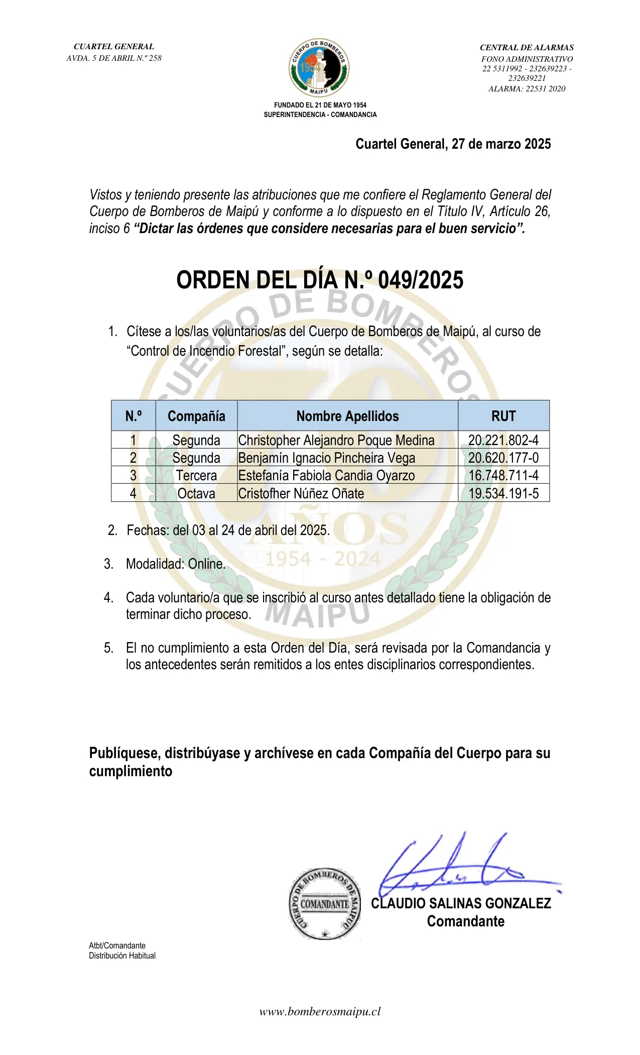 Página 1 de Orden del Día N° 49/2025