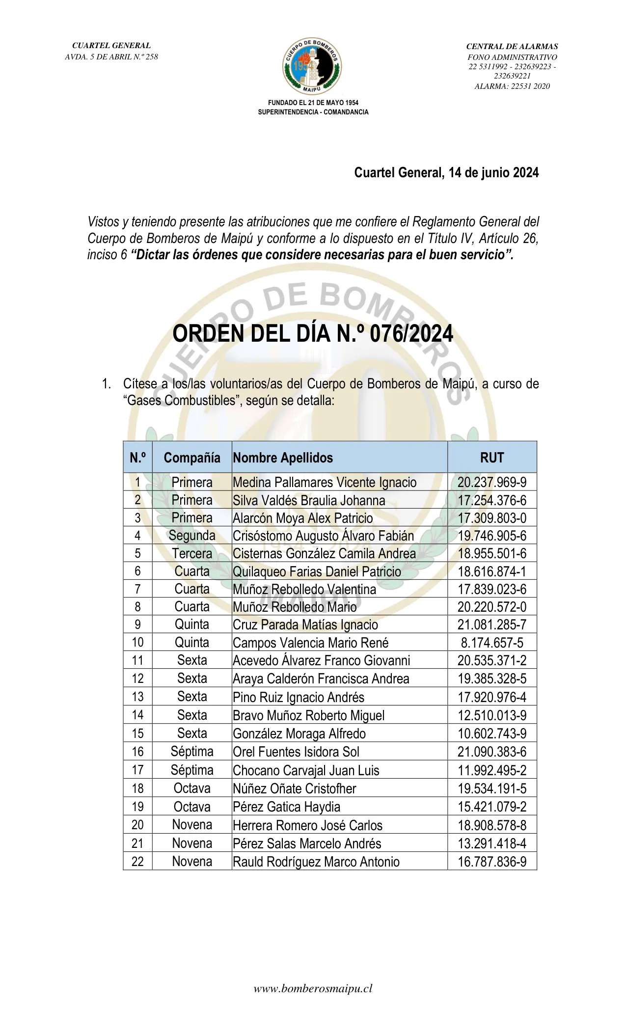 Página 1 de Orden del Día N° 76/2024
