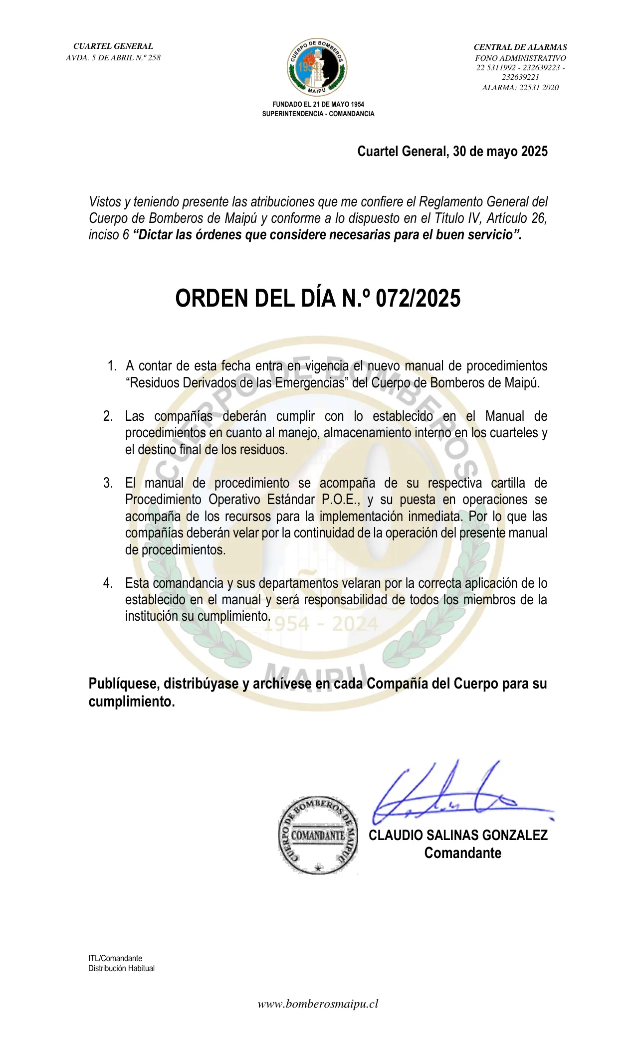 Orden del Día N° 72/2025
