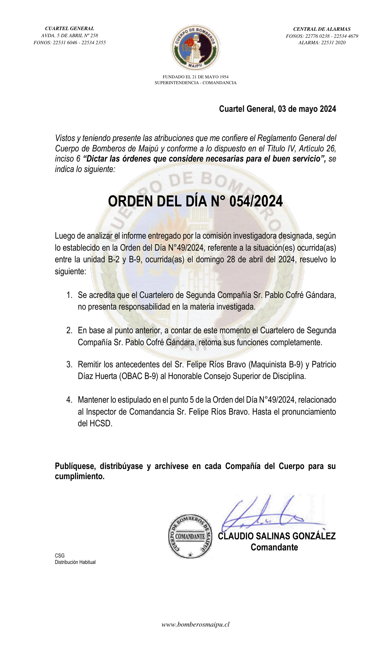 Página 1 de Orden del Día N° 54/2024