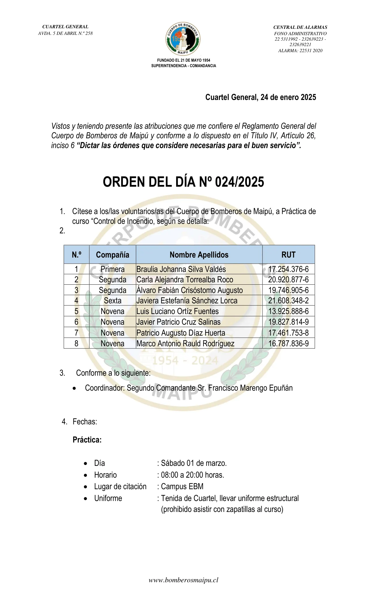 Página 1 de Orden del Día N° 24/2025
