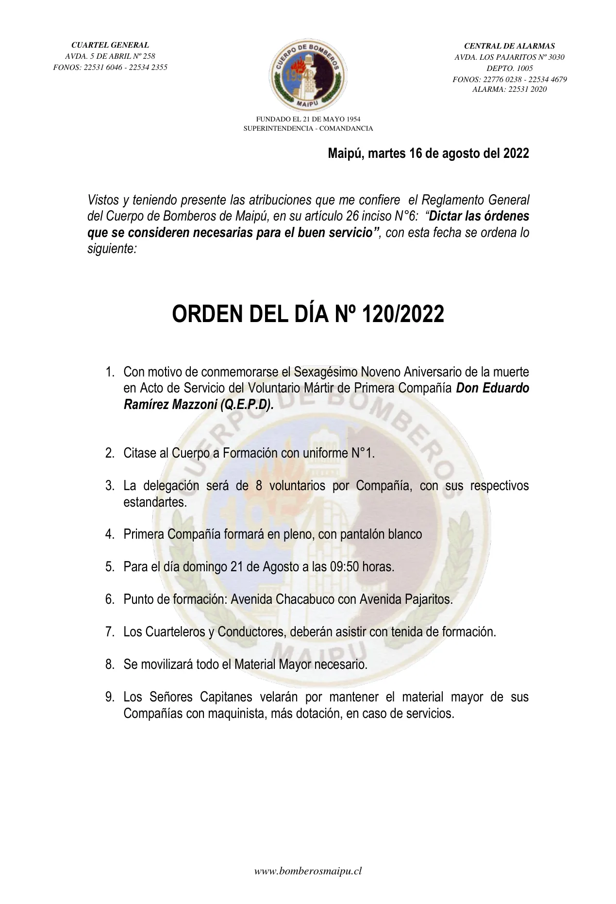 Página 1 de Orden del Día N° 120/2022