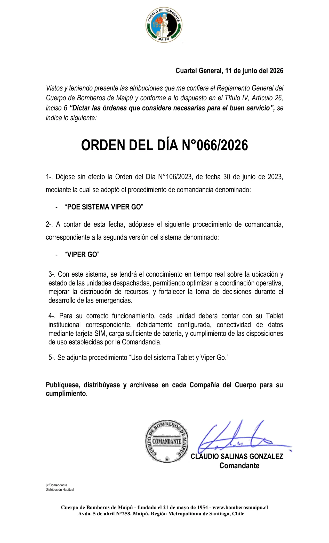 Página 1 de Orden del Día N° 66/2026