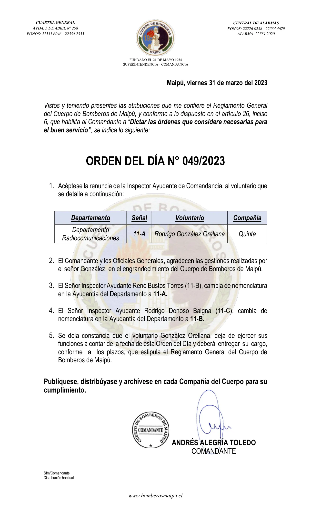 Página 1 de Orden del Día N° 49/2023