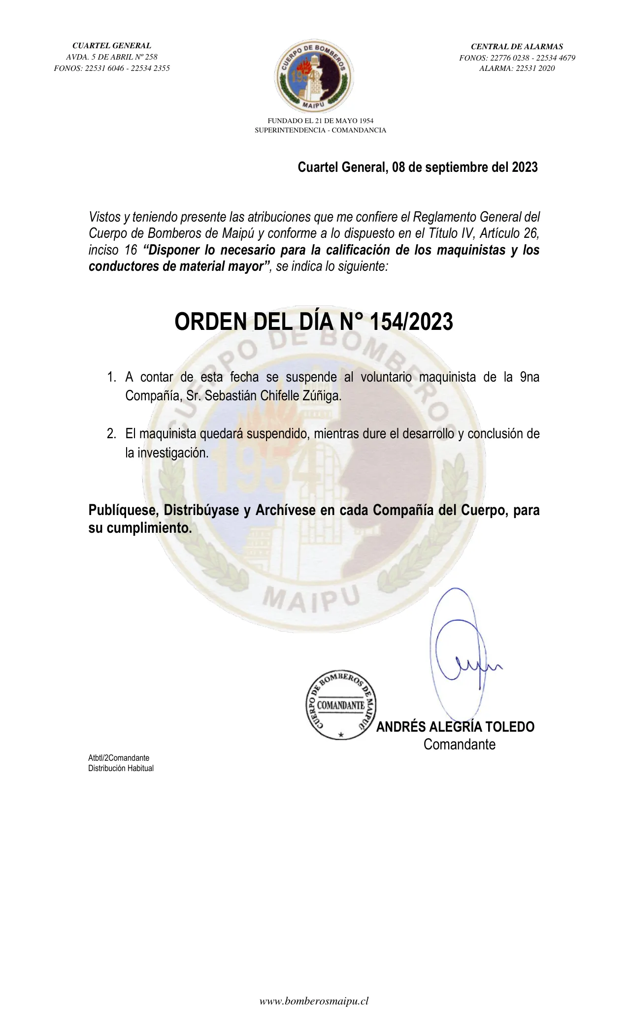 Página 1 de Orden del Día N° 154/2023