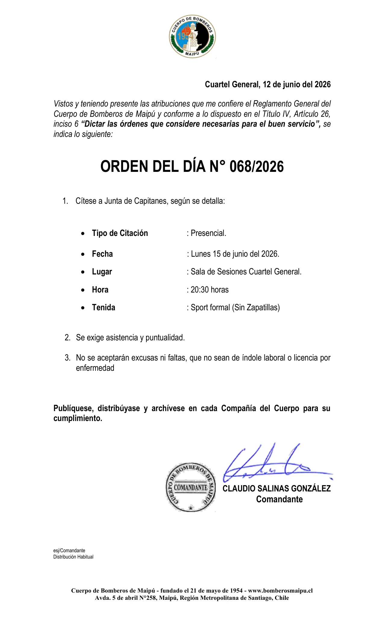 Página 1 de Orden del Día N° 68/2026