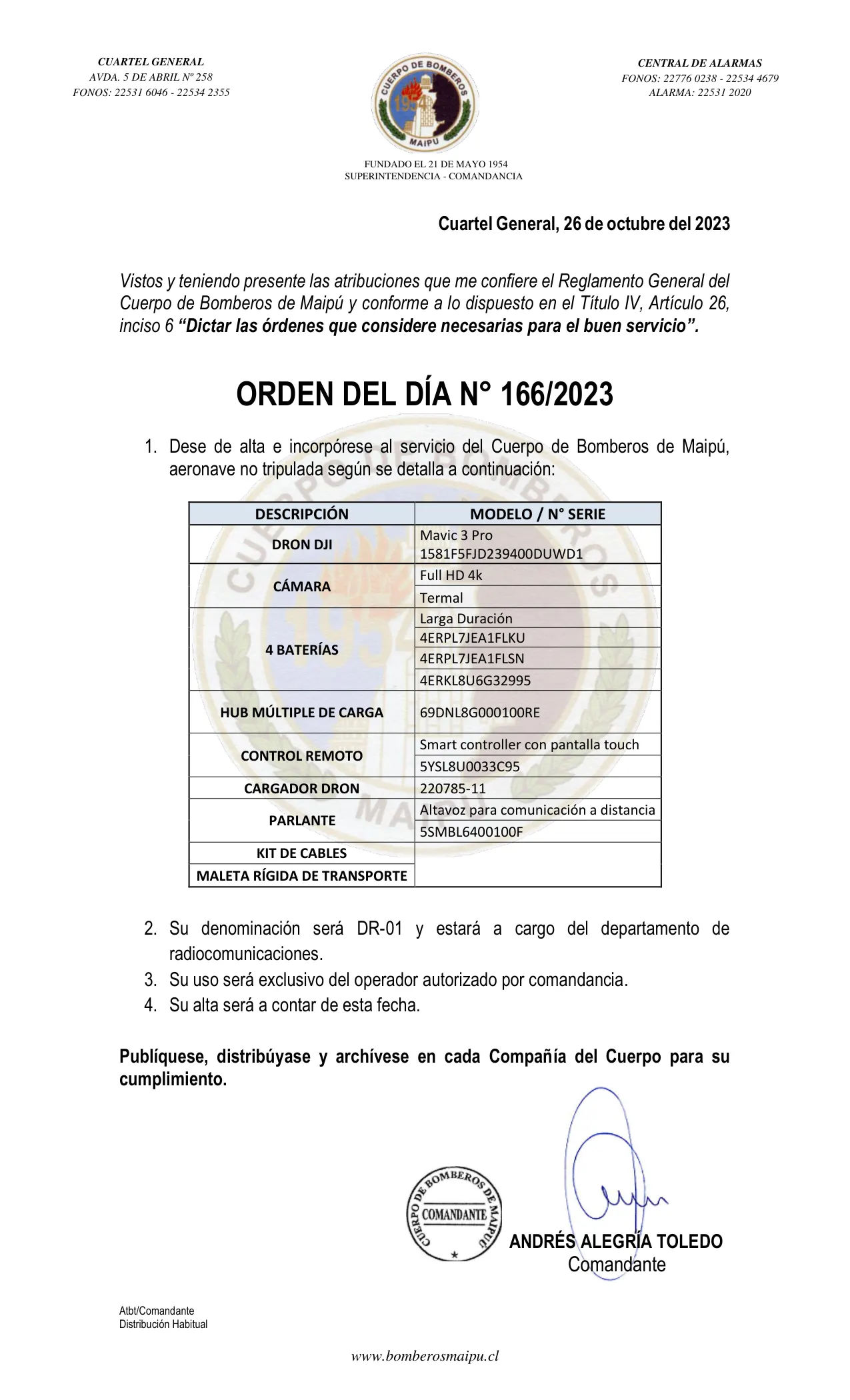 Página 1 de Orden del Día N° 166/2023