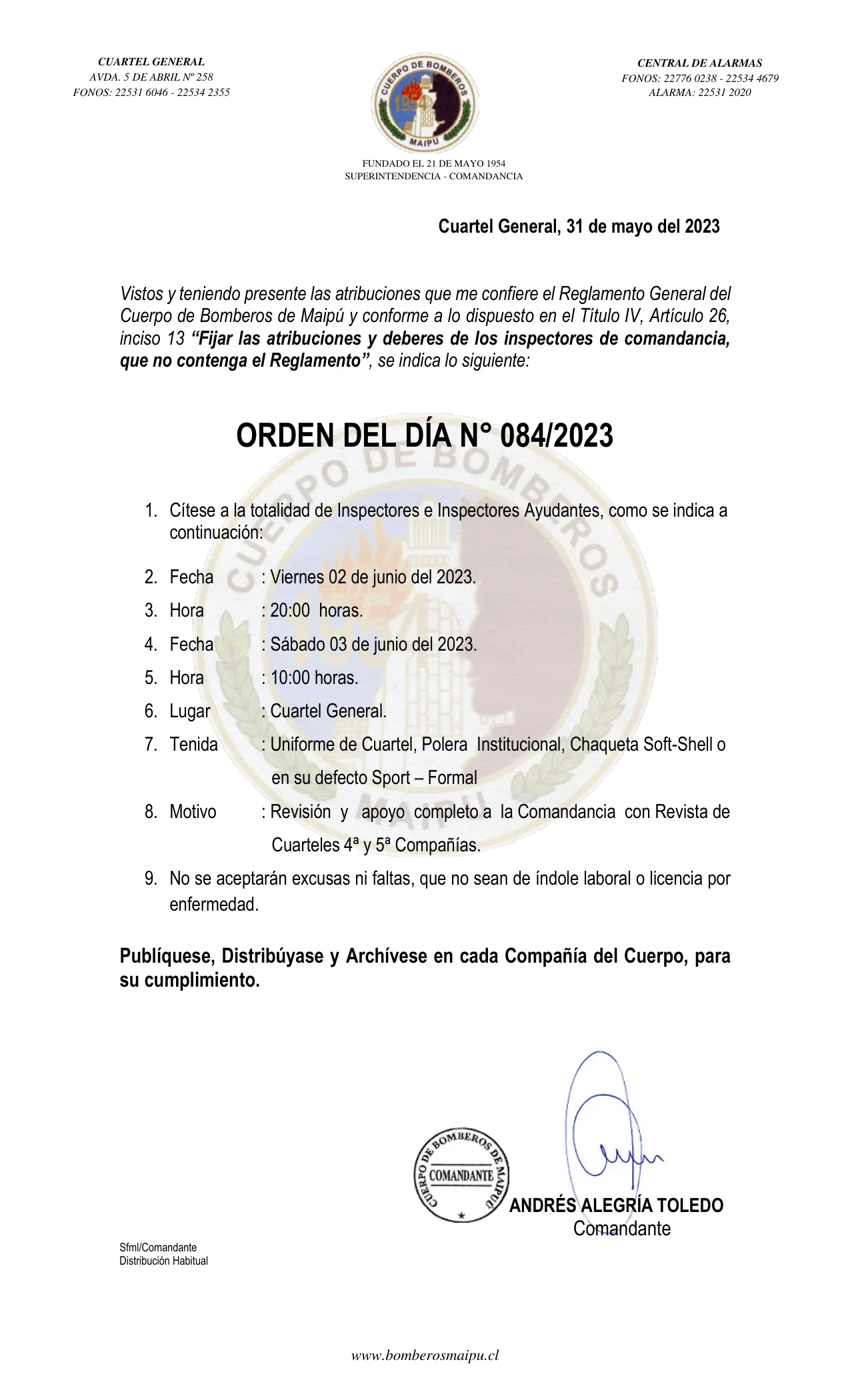 Página 1 de Orden del Día N° 84/2023
