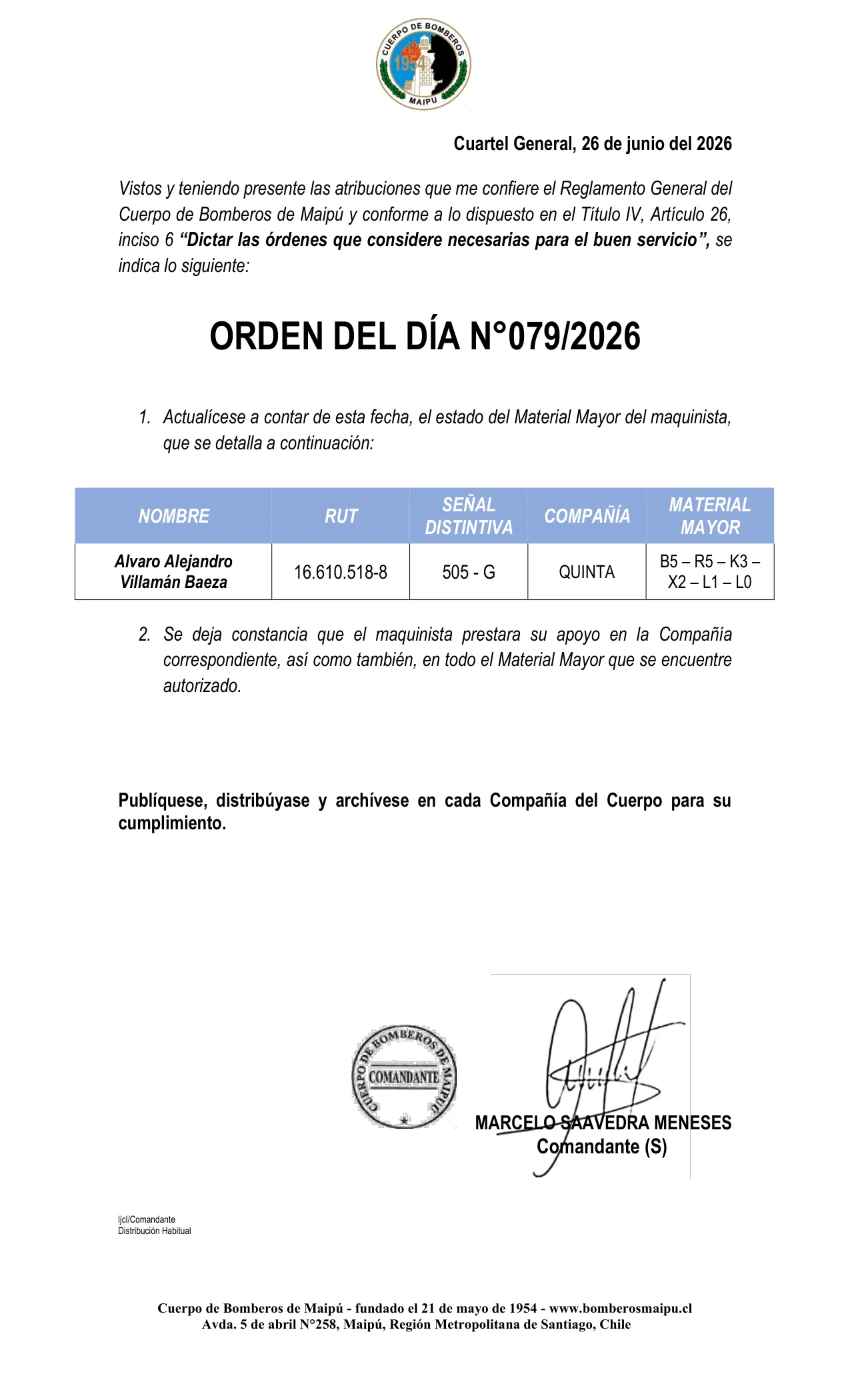 Orden del Día N° 79/2026