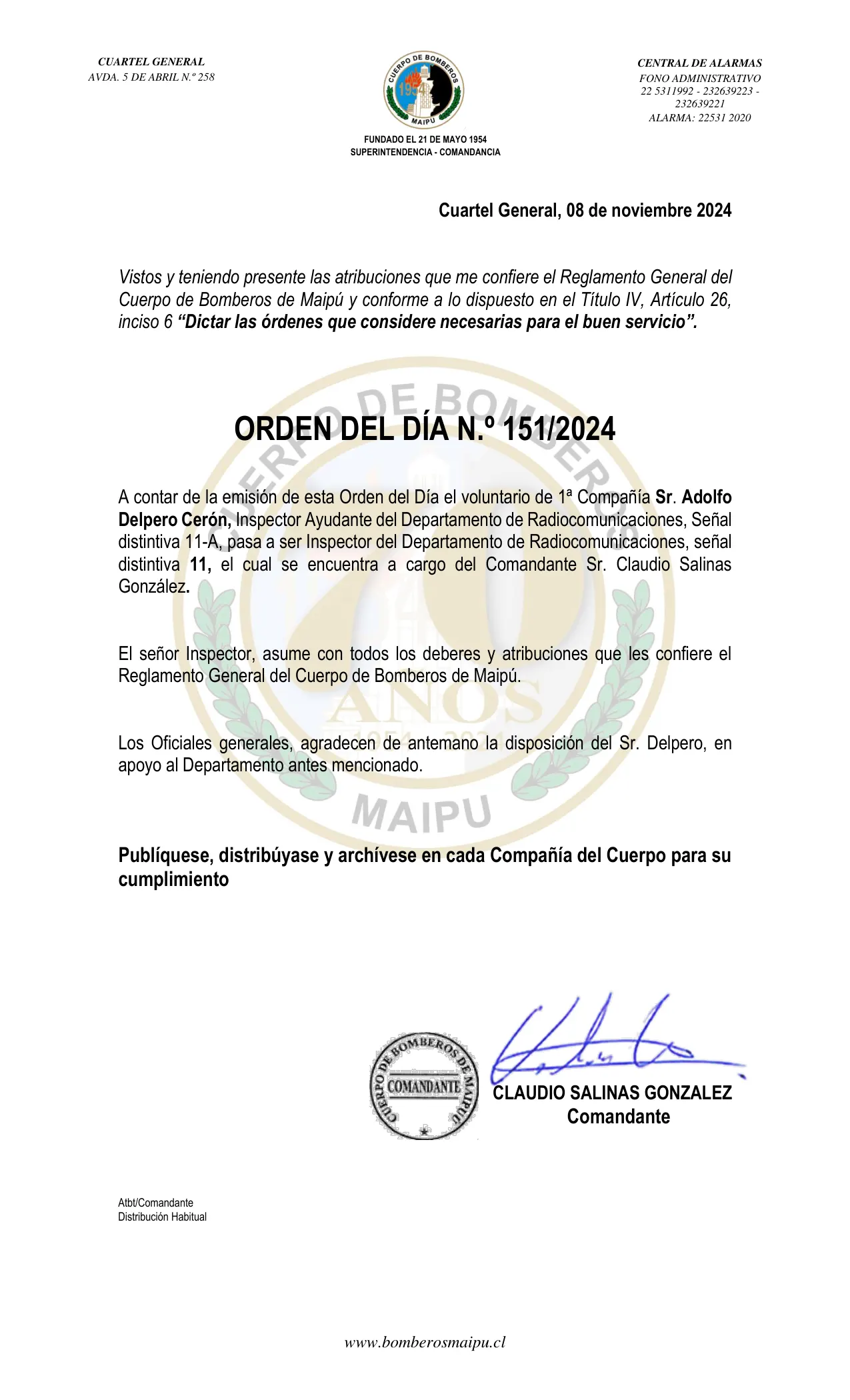 Página 1 de Orden del Día N° 151/2024