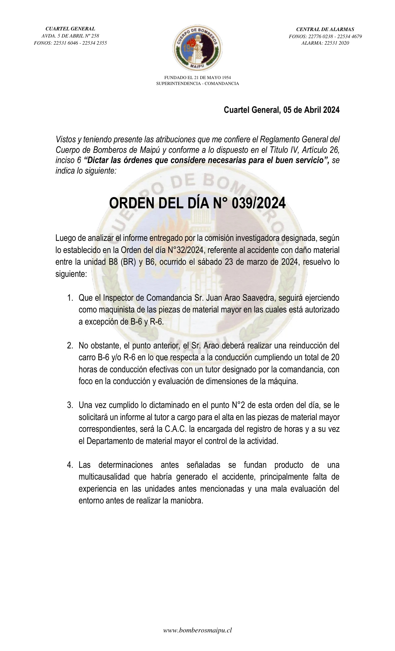 Página 1 de Orden del Día N° 39/2024