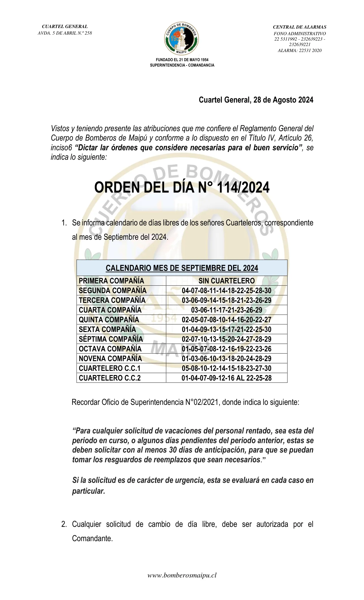 Página 1 de Orden del Día N° 114/2024