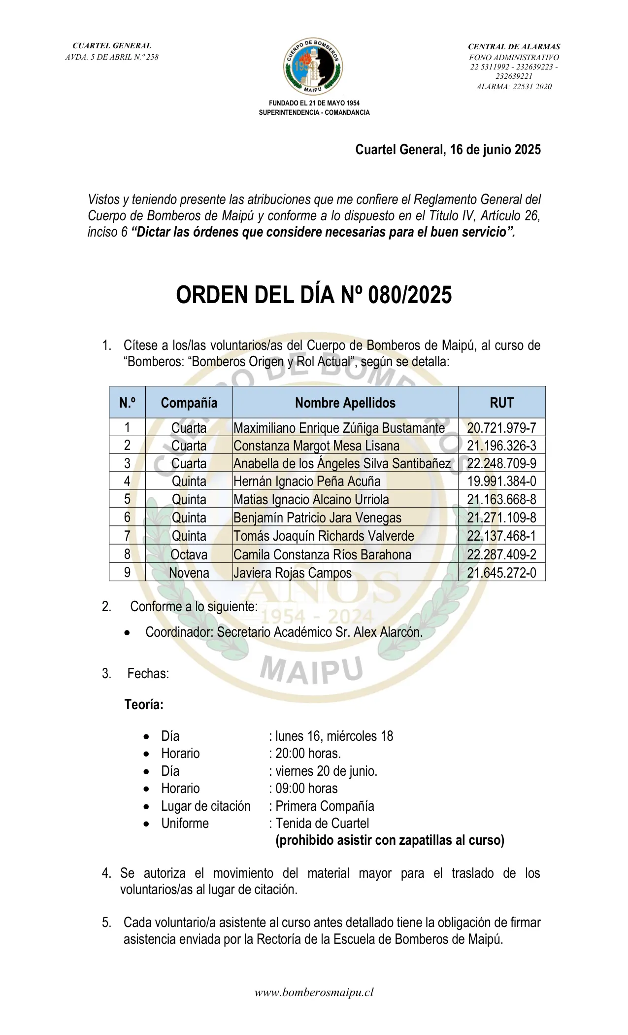 Orden del Día N° 80/2025