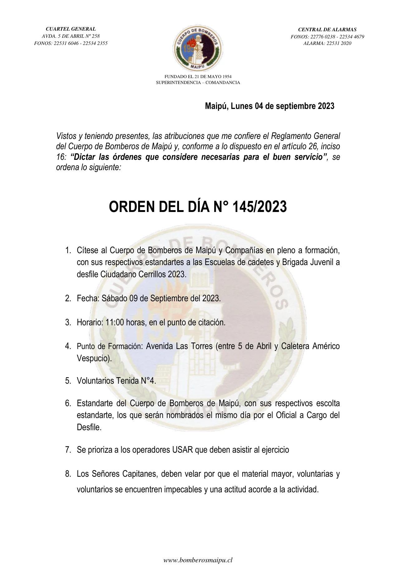 Página 1 de Orden del Día N° 145/2023