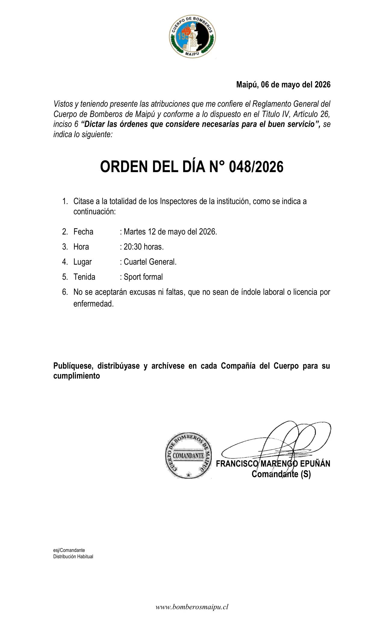 Página 1 de Orden del Día N° 48/2026