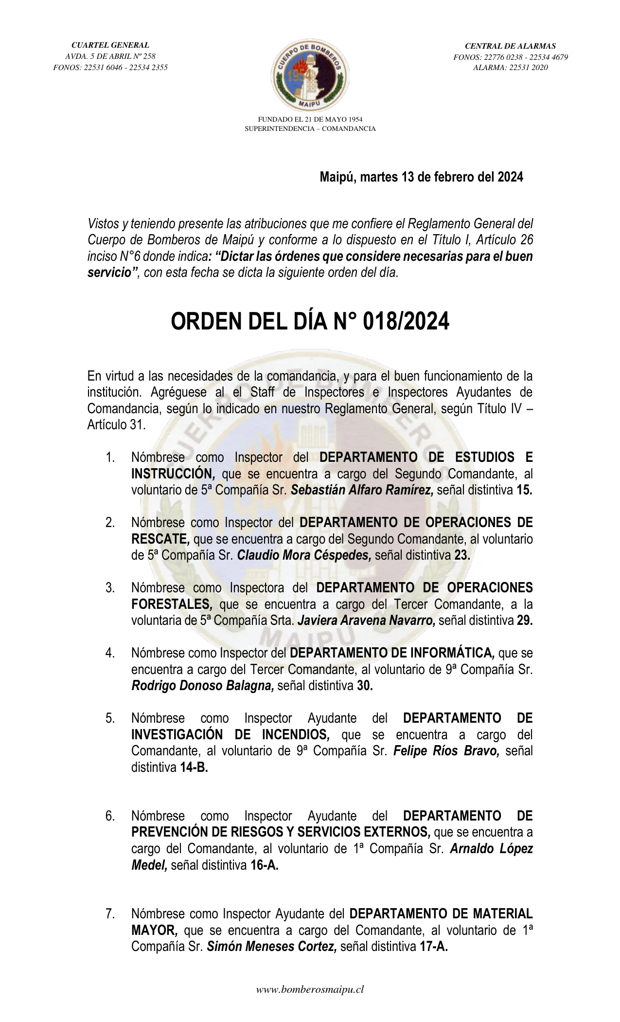 Página 1 de Orden del Día N° 18/2024