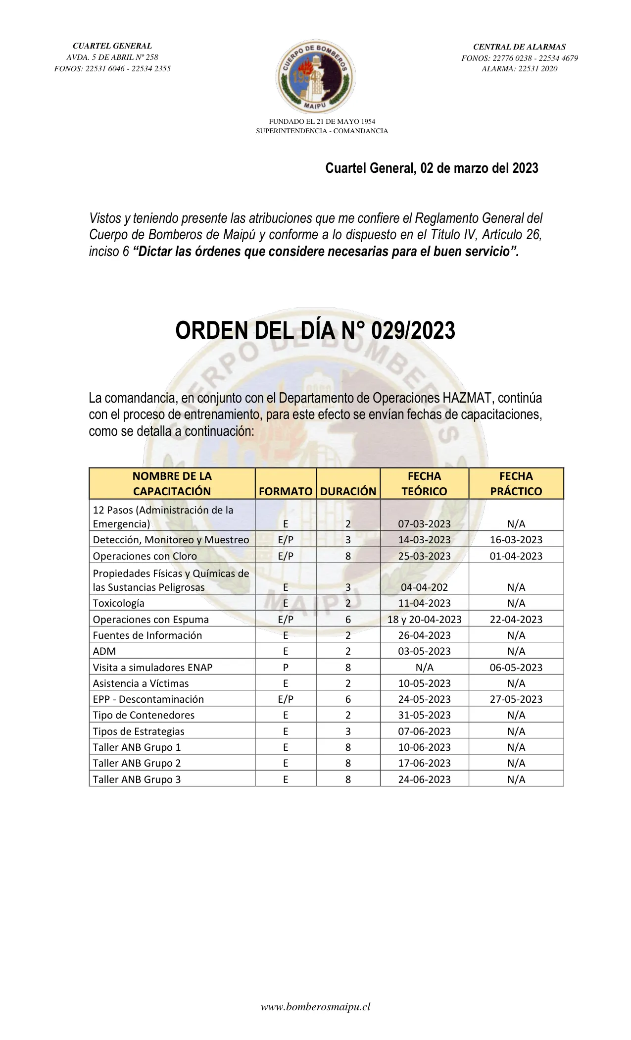 Página 1 de Orden del Día N° 29/2023