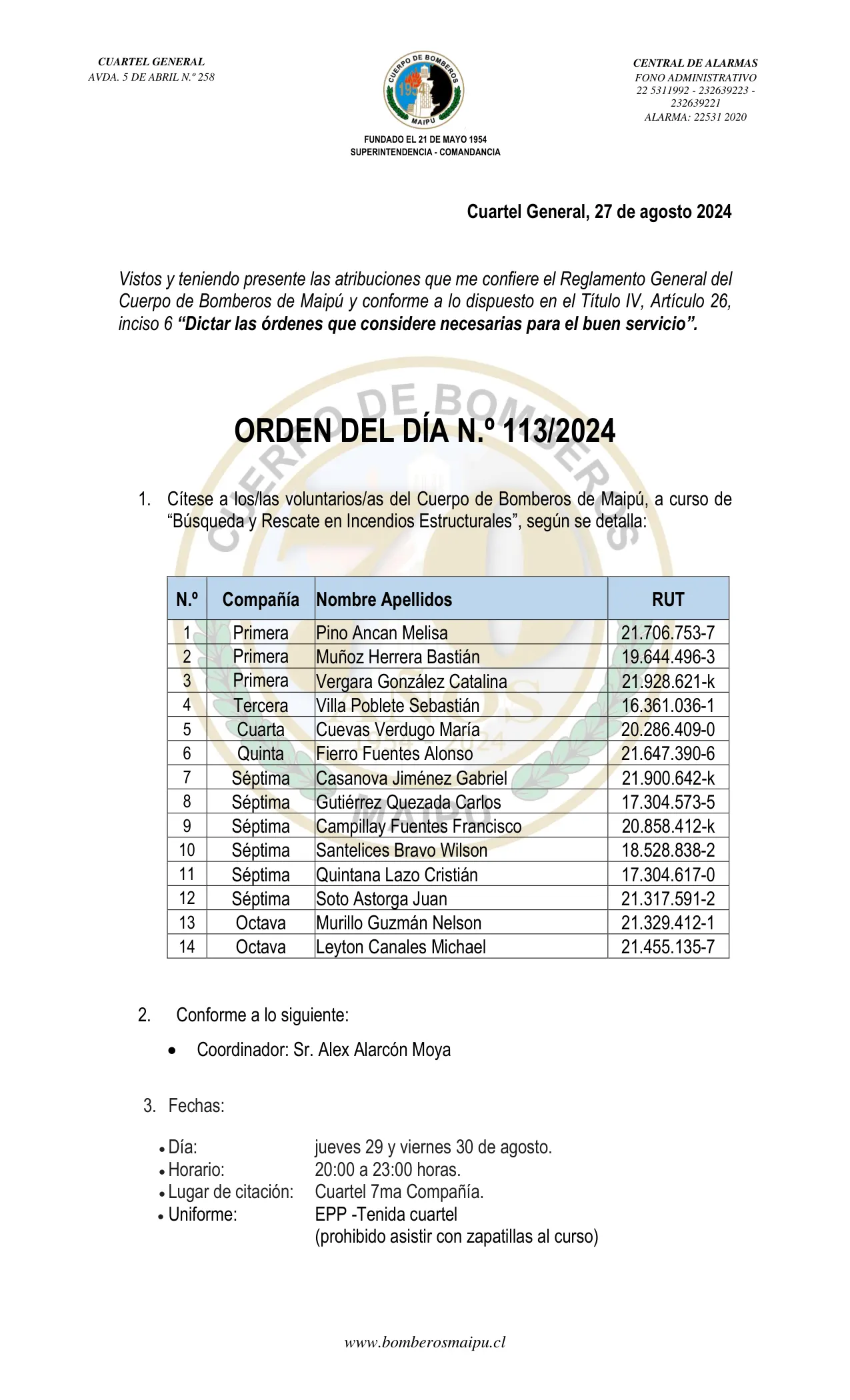 Página 1 de Orden del Día N° 113/2024