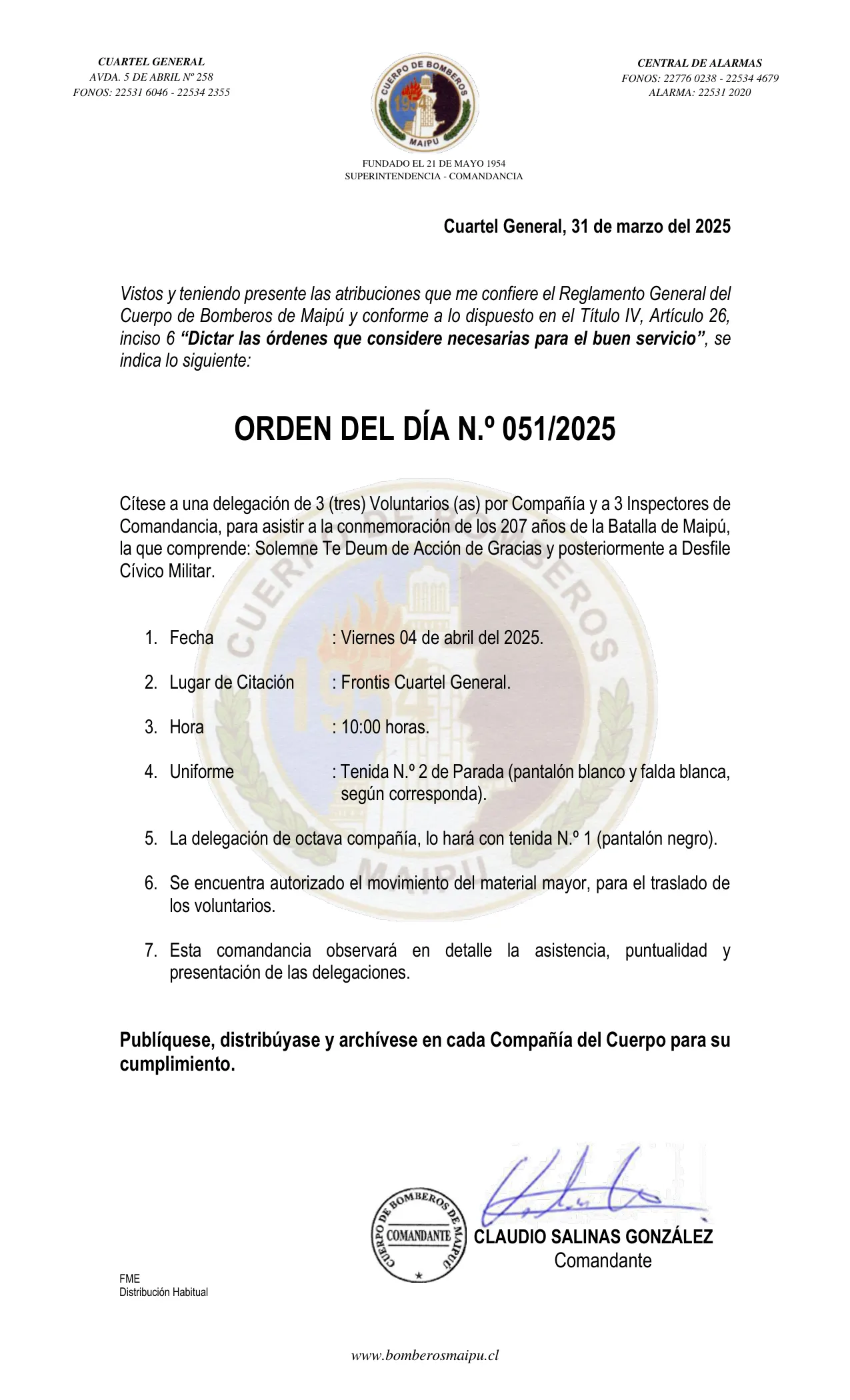 Orden del Día N° 51/2025